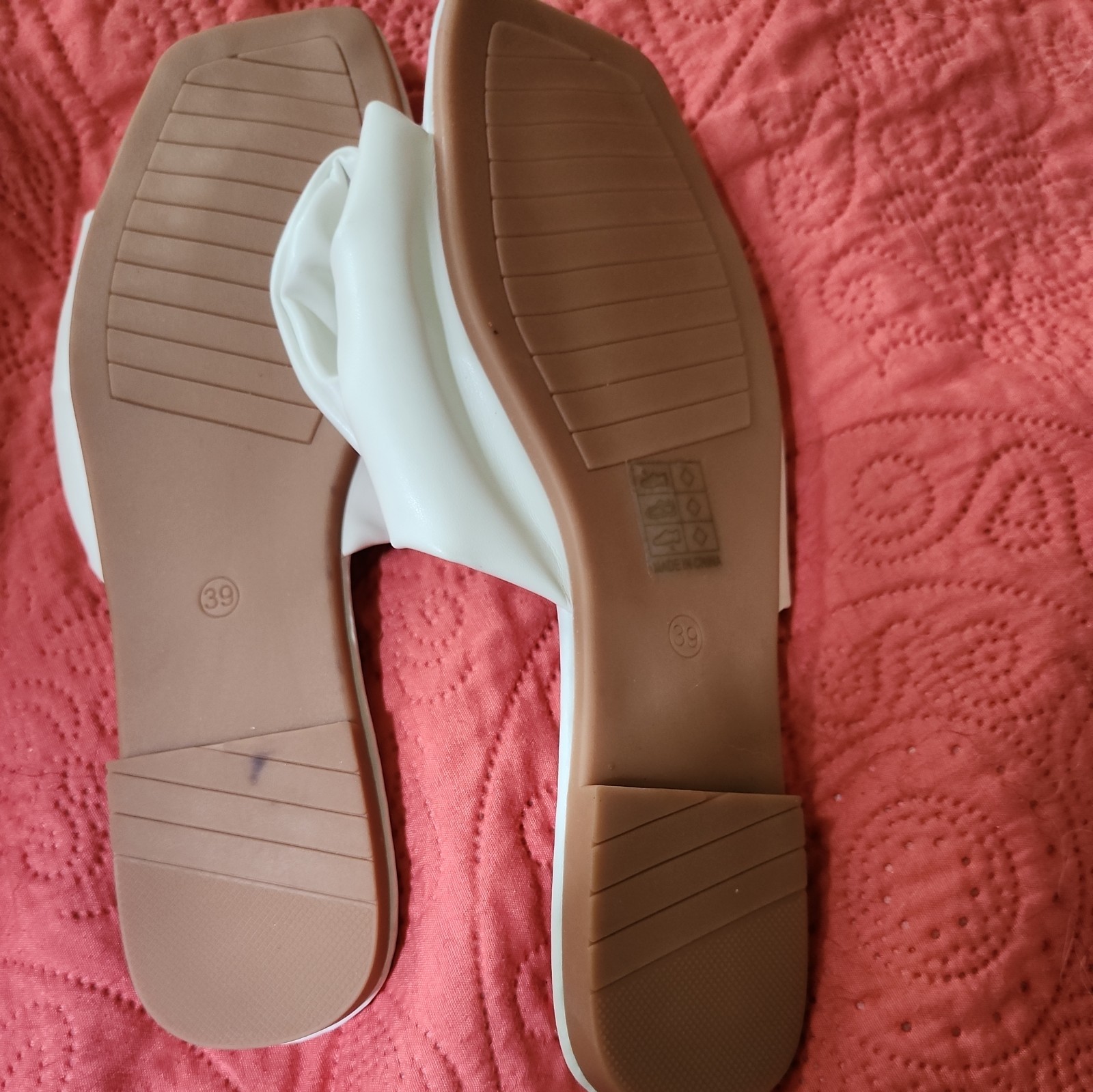 White Bow Slide Sandals Synthetic Upper Women’s EU 39