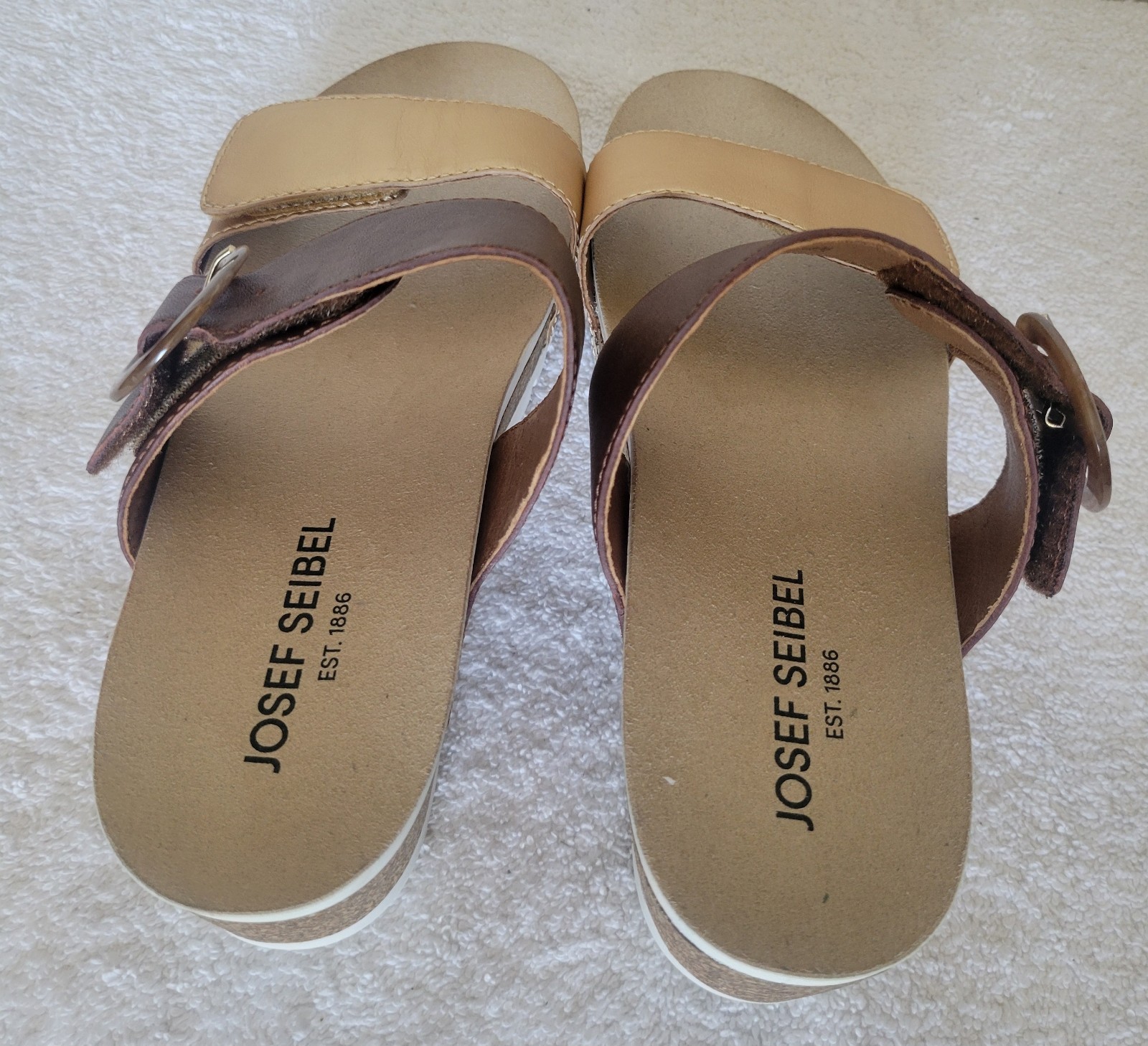 Josef Seibel Quinn 14 Sandals Women’s Gold Kombi Leather Slip-On Sz 38/ 7-7 1/2