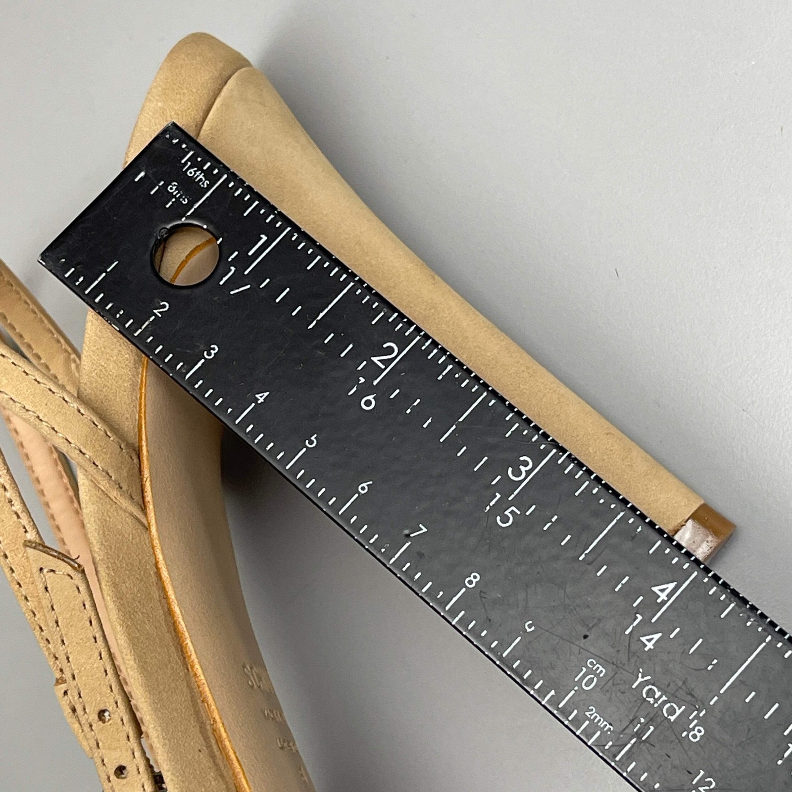 SCHUTZ Peaky Nubuck & Vinyl Multimaterial Women’s Sandal Heel Light Nude Sz 7.5B