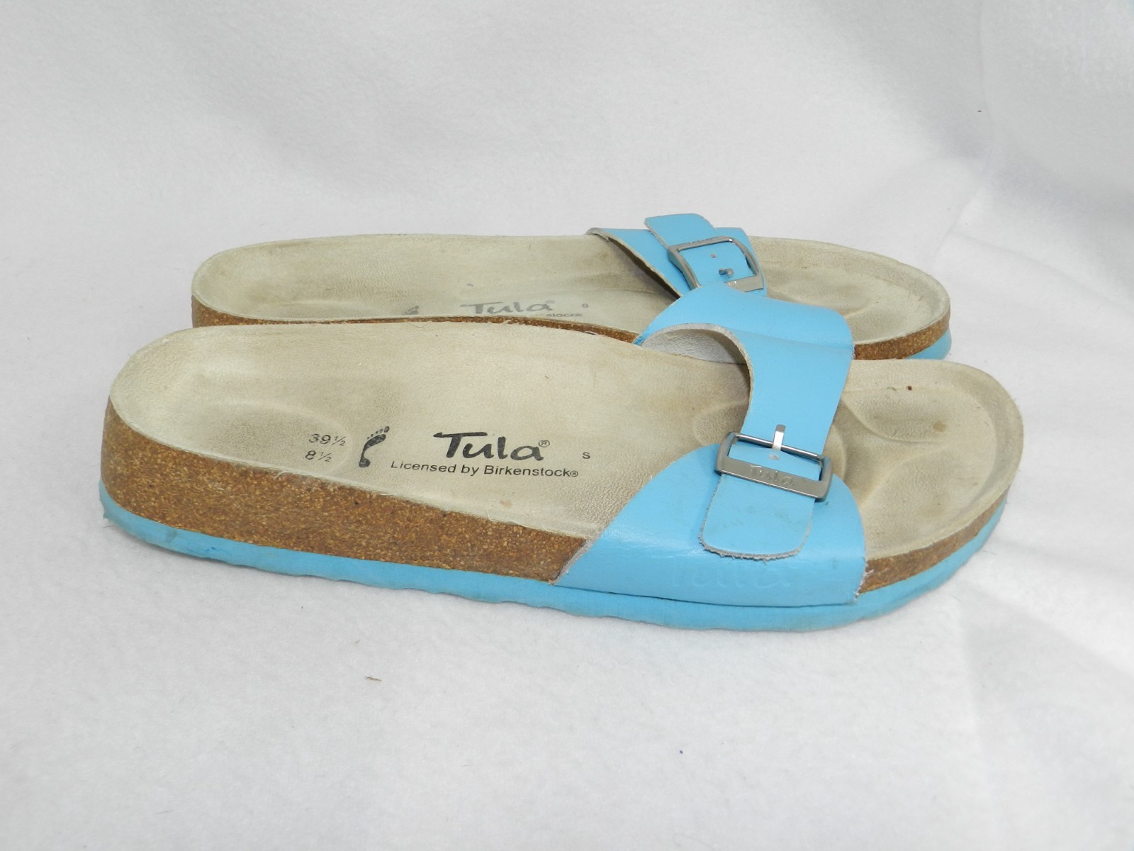 Tula By Birkenstock Cork Blue Slide Sandals Womens 8.5