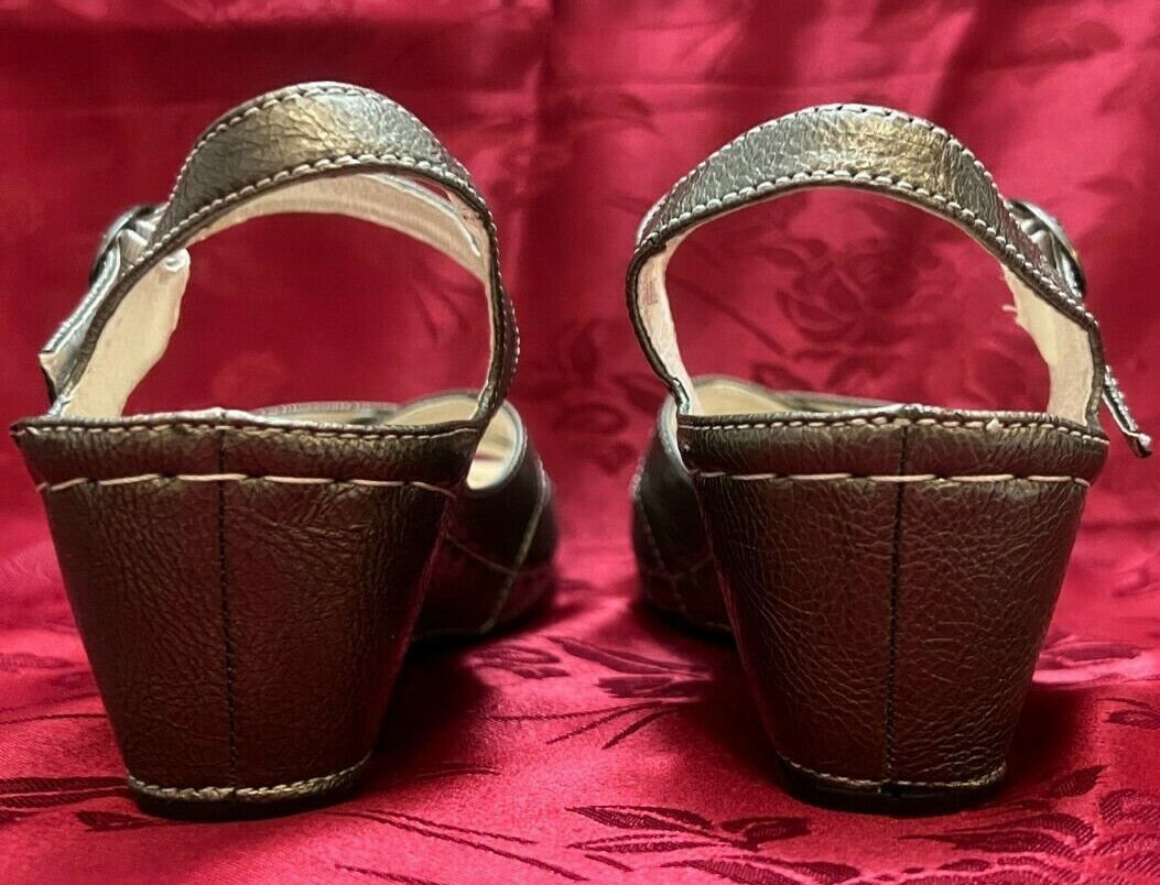 Spring Step Women Pewter Grey Leather Sandals Shoes 39 8,5 Mandalay New NIB