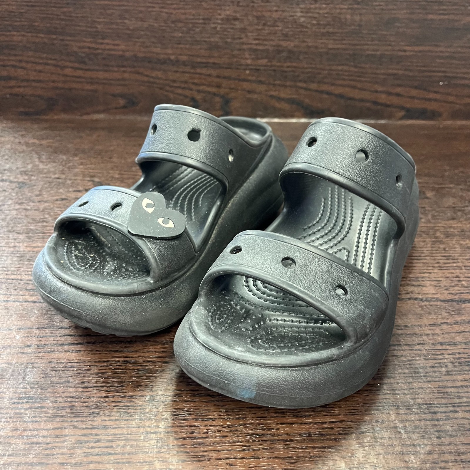 Crocs Classic Crush Sandal Unisex Size W6 M4 Black Platform Slide EVA 207670