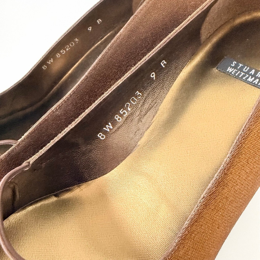 Stuart Weitzman Bronze Sparkle Lame Mary Jane Evening Kitten Heels Size 9