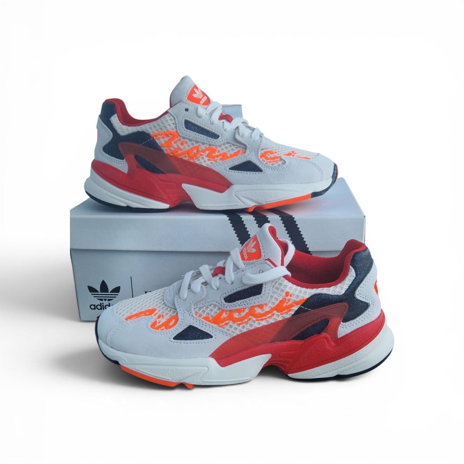 Adidas Fiorucci x Falcon W Limited Womens Sneakers 39 1/3 BNIB Off-White Red DS