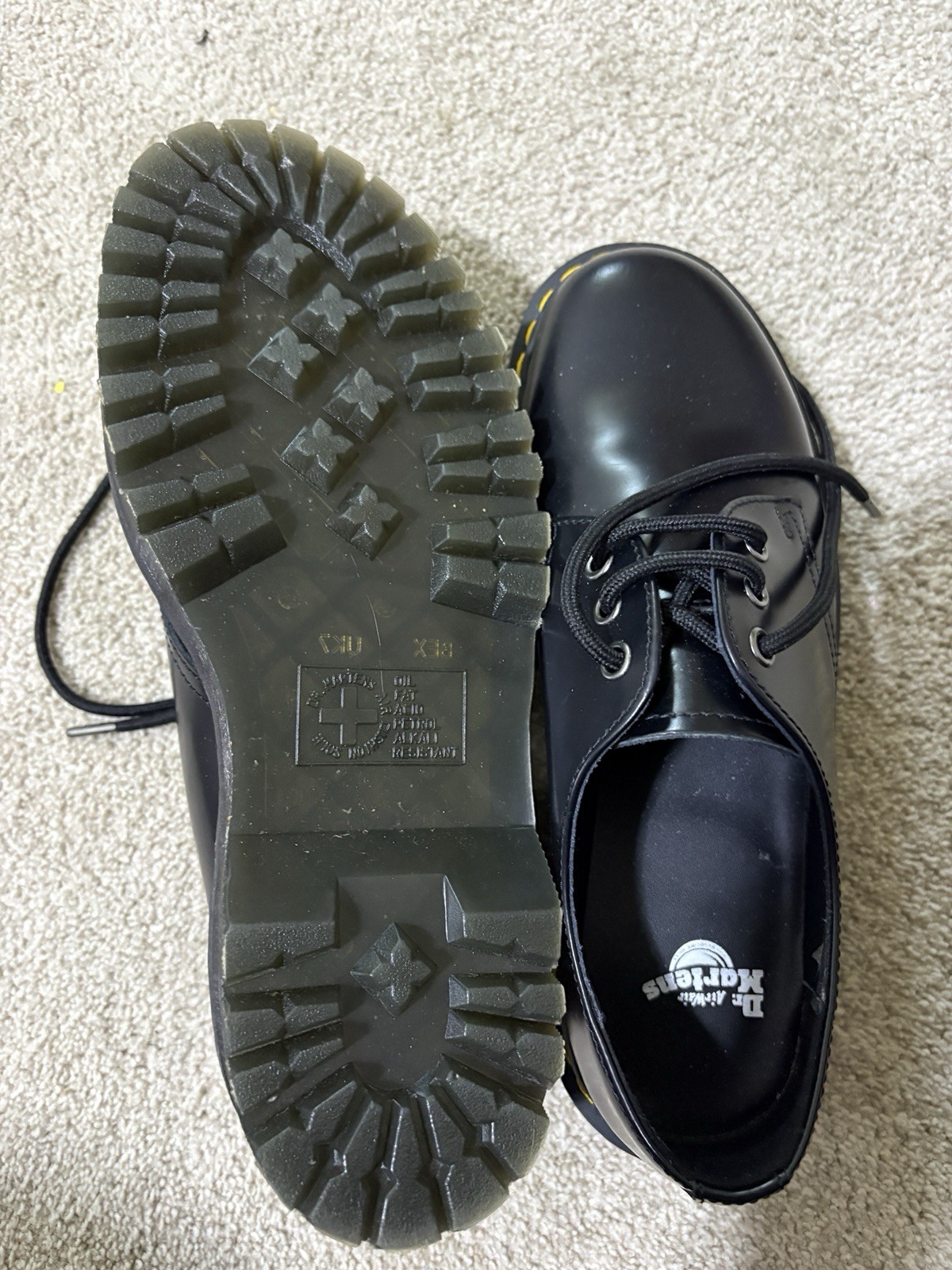 Dr. Martens 1461 Quad Platform Black Smooth Leather Shoes Women Sz 9 Chunky Y2K