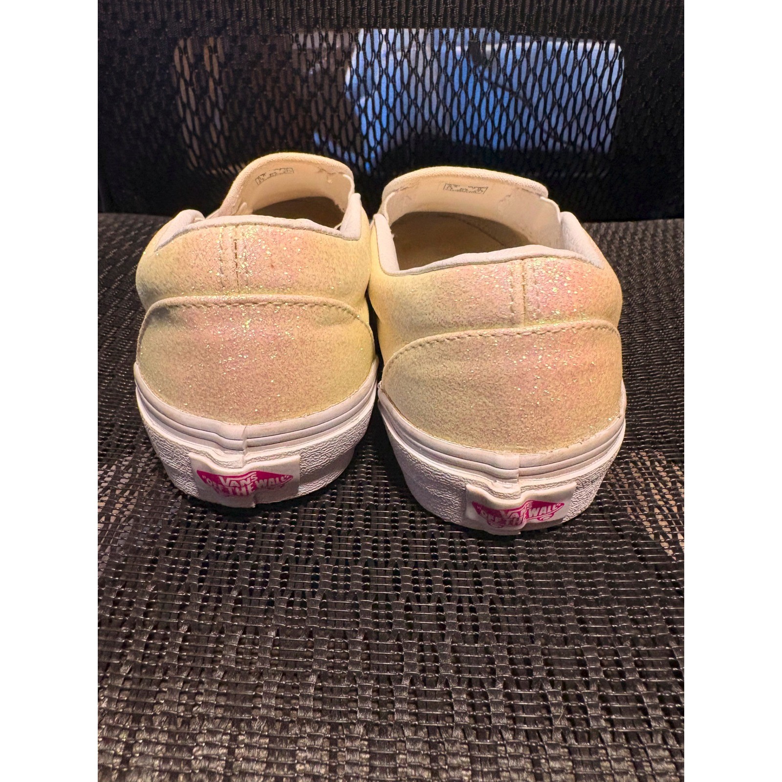 Vans Classic Slip-On Iridescent Glitter Green / Pink Sneakers Low Tops Women 7