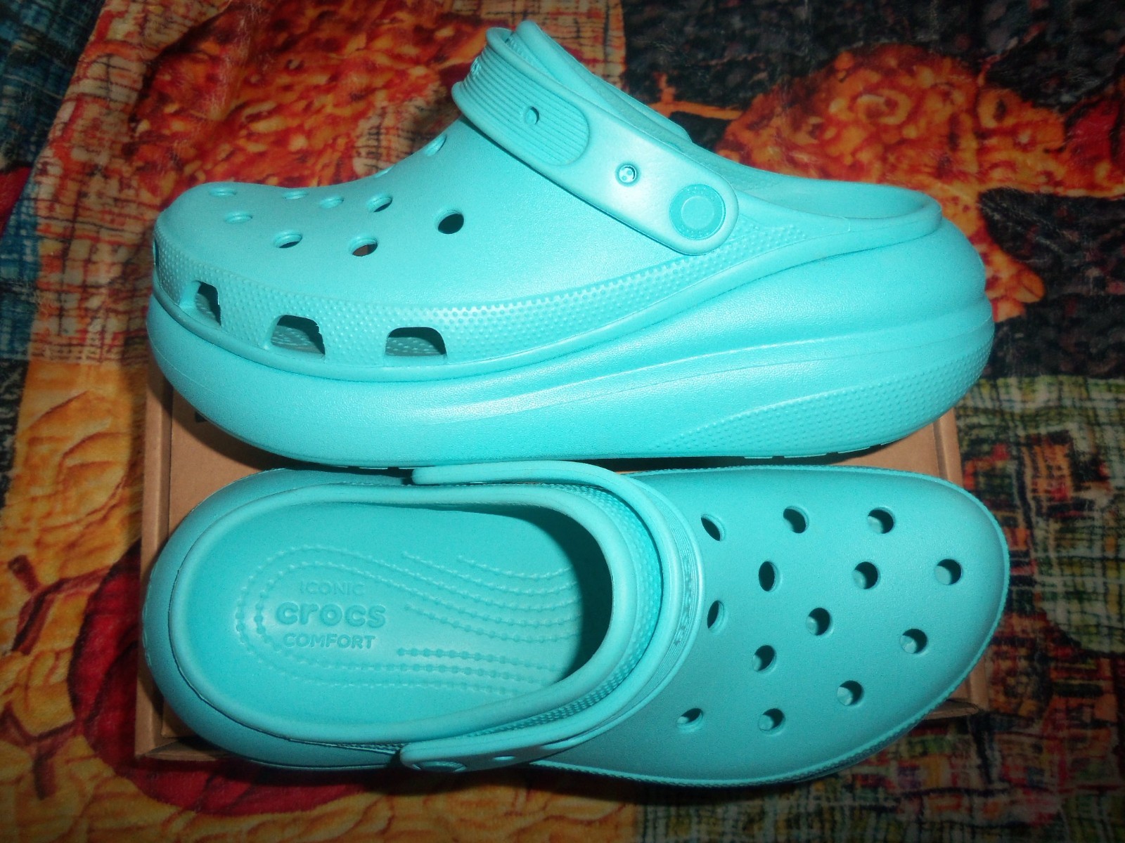 Crocs Blue Classic Crush Clogs Wedge Platform Mules Sandals Size W 10 – M 8