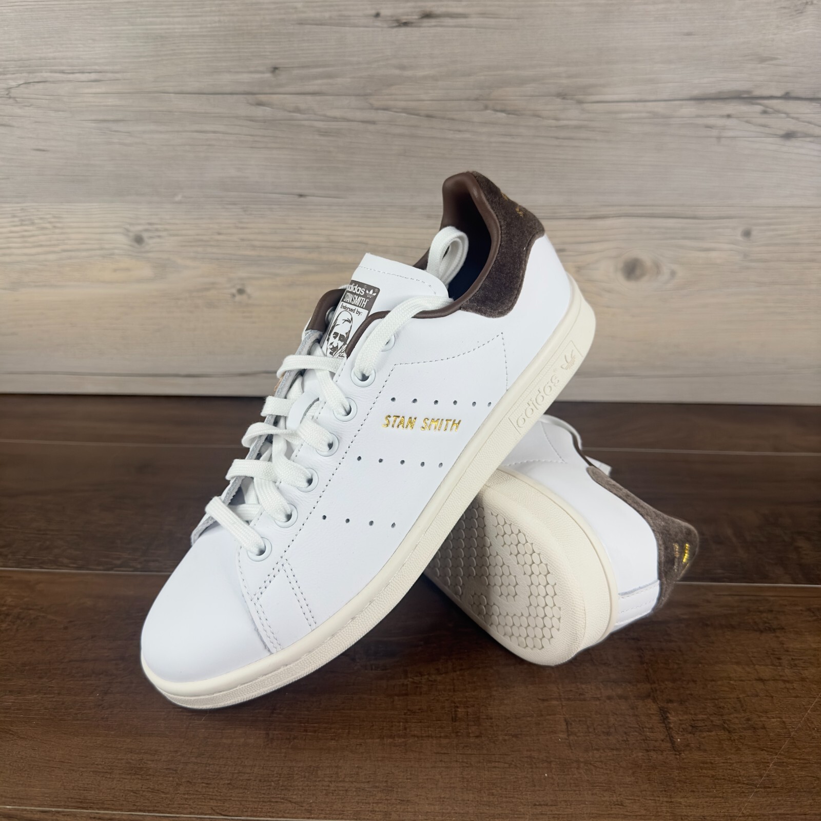 adidas Stan Smith Womens Size 8.5 Cloud White Gold Metallic Brown IF7003