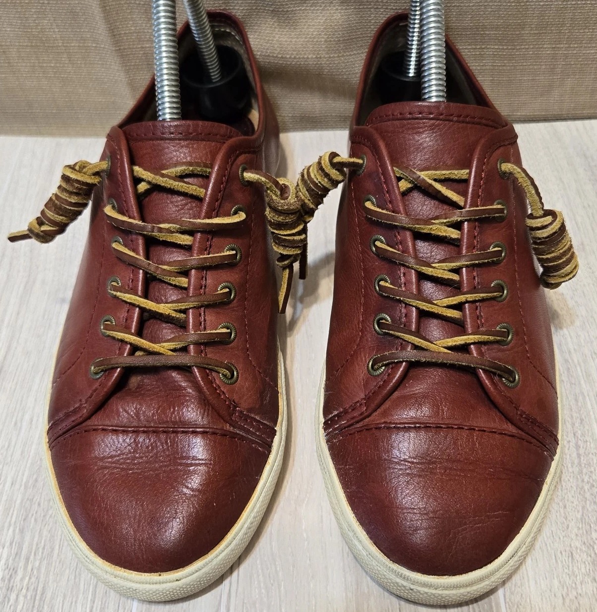 FRYE Bud Sneakers Womens 6M Red Leather Casual Lace Up Sneakers Shoes EUC