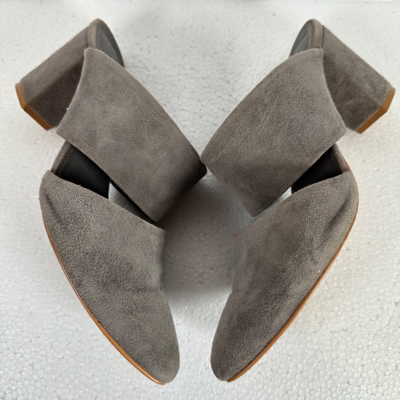 Able Joselyne Gray Suede Slingback Heels Women’s 9.5 Pointed Toe 3.25″ Heel