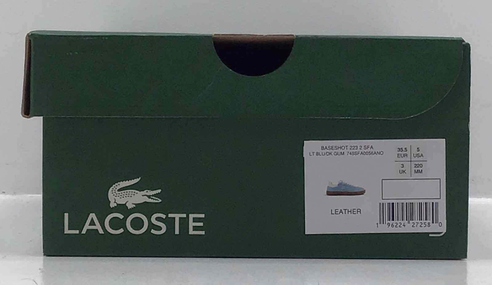 Lacoste Women’s Baseshot Leather Sneakers In Light Blue US Size 5