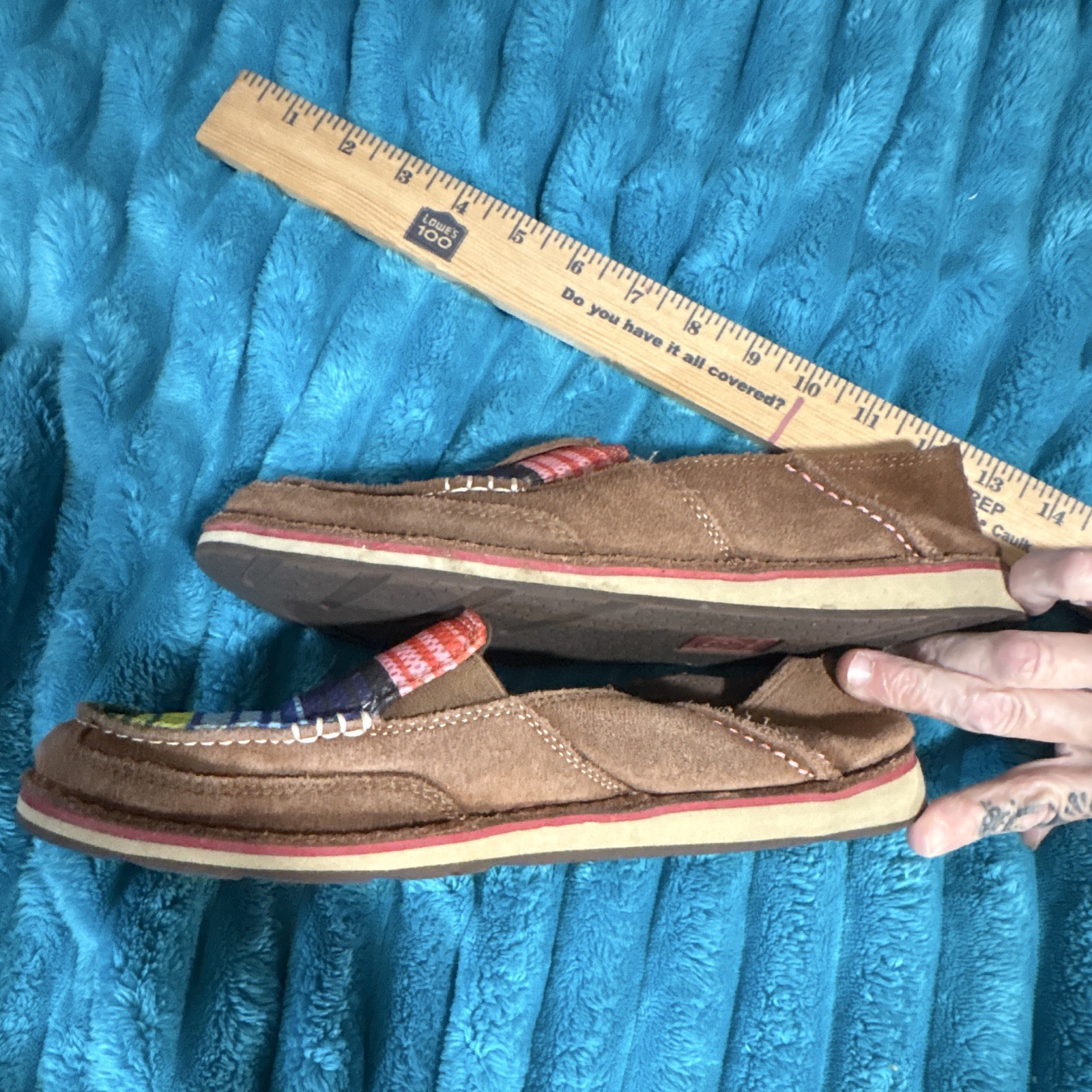 Ariat Women’s Slip-On Flats Brown Suede Woven Striped Round Toe US 9.5 B