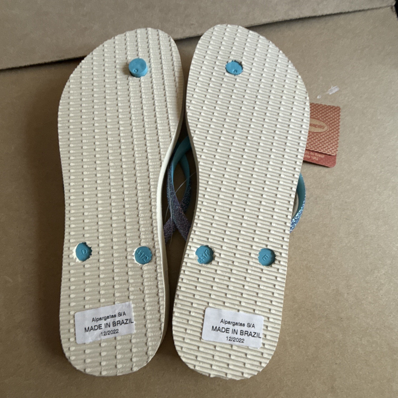 Havaianas Slim Multicolor Stripes Glittery Blue Straps Flip Flops EU 41/42 – New