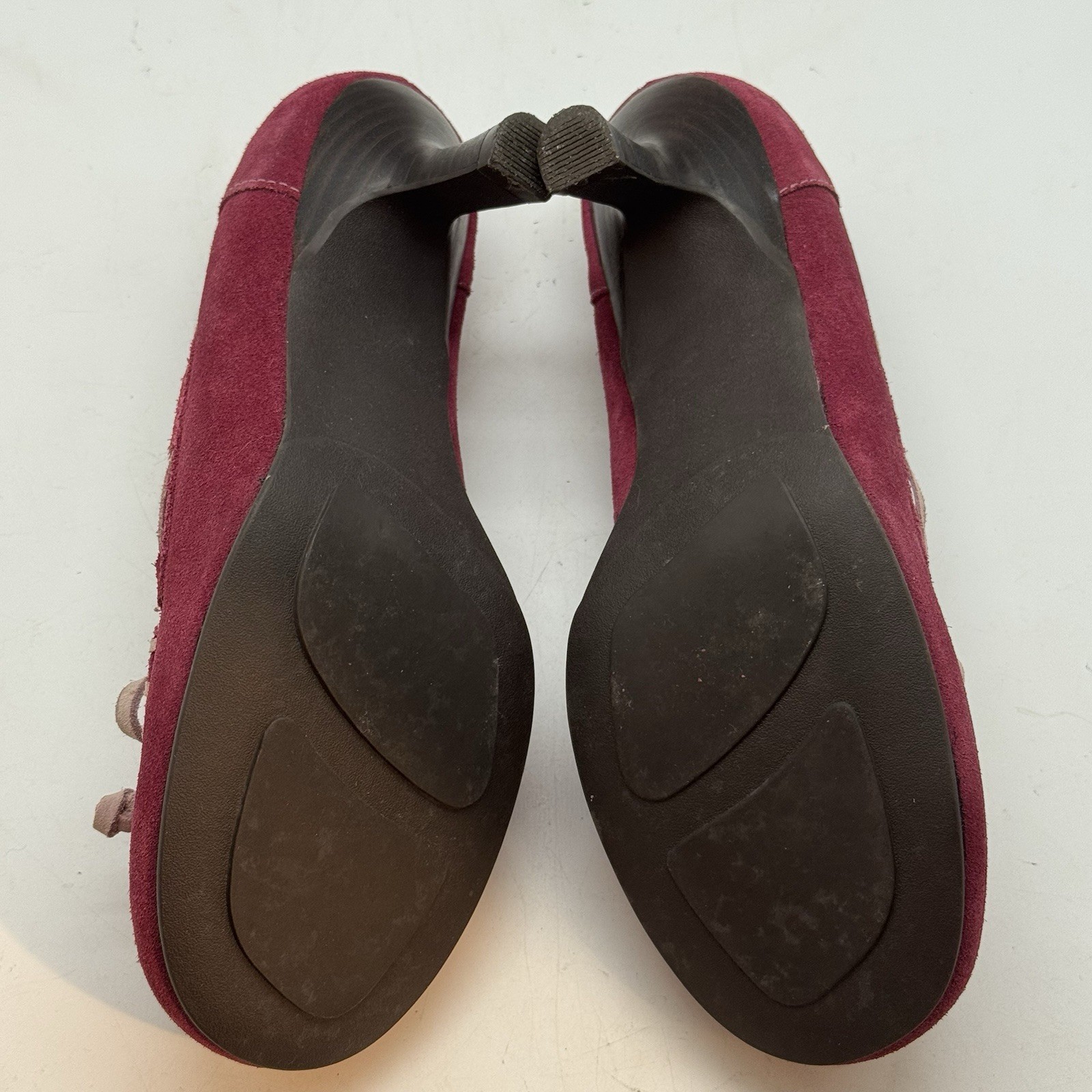 MUDD Y2K Freeda Womens 7 Raspberry Suede Leather Kitten Heel Moccasin Pumps Boho