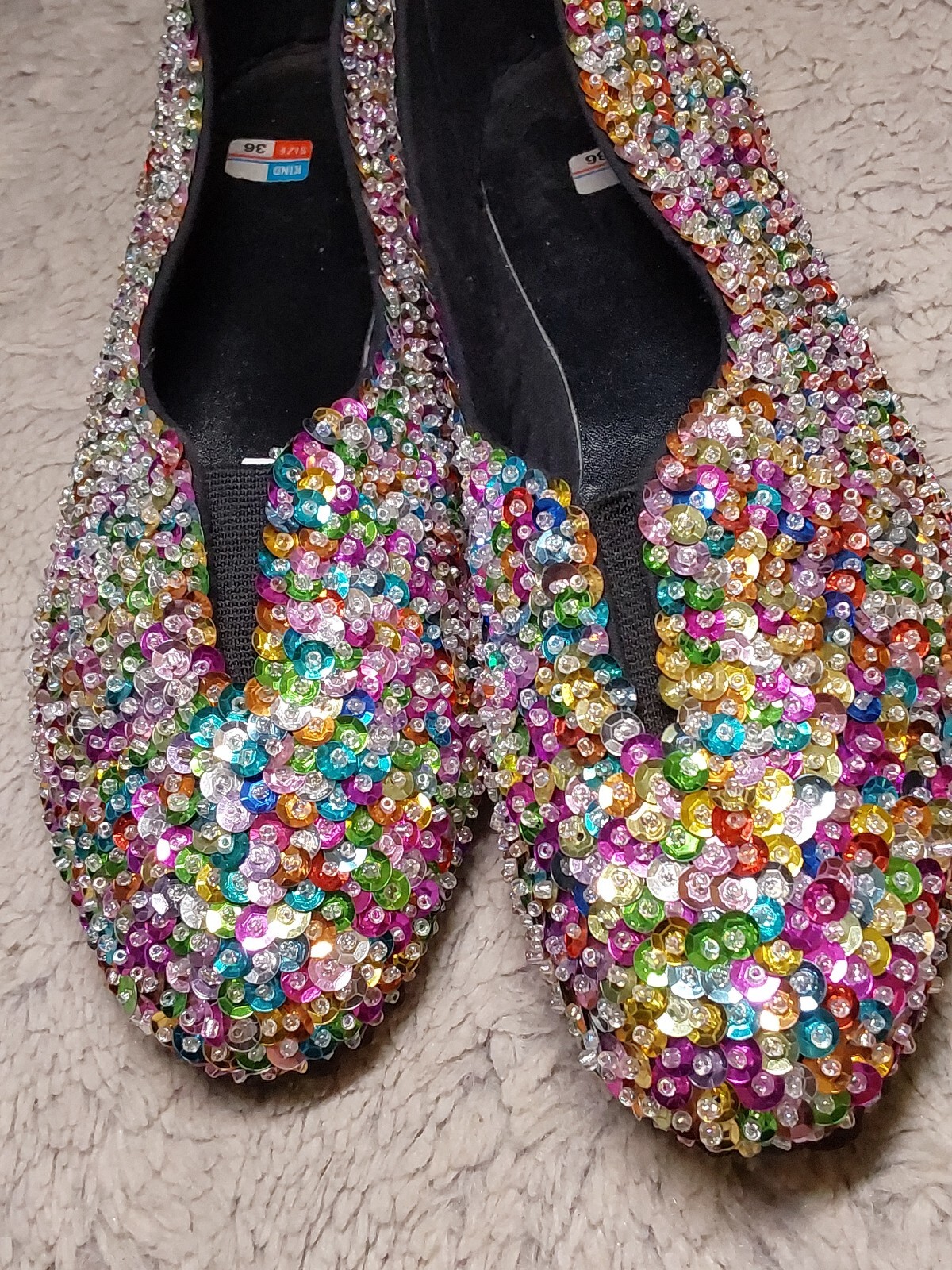 Vintage 90’s Rainbow Sequined Indonesia Made Ballet Flats Womens 36/5.5 US