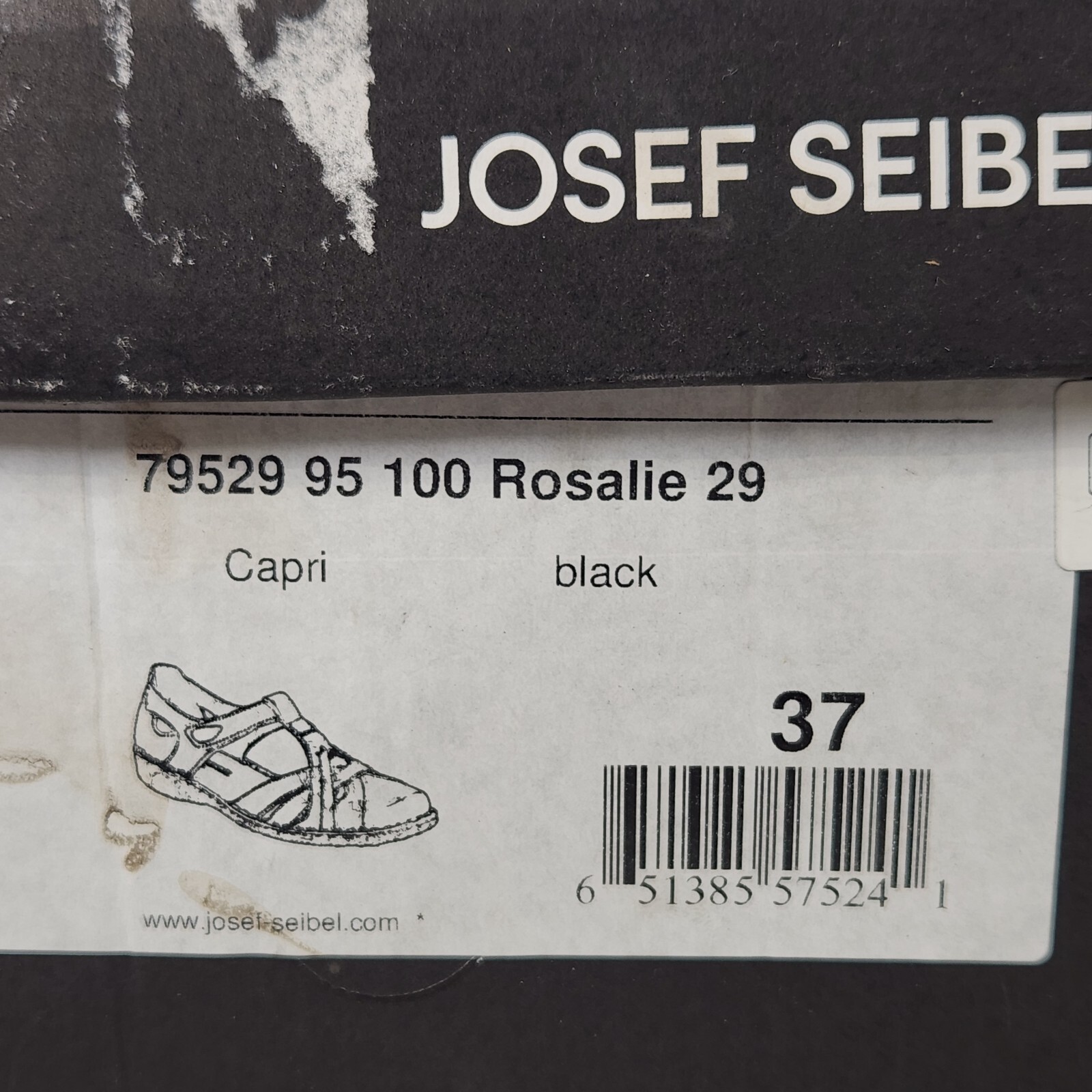 Size 6-6.5 (EU 37) – Josef Seibel Rosalie 29 – Black Full Grain Leather