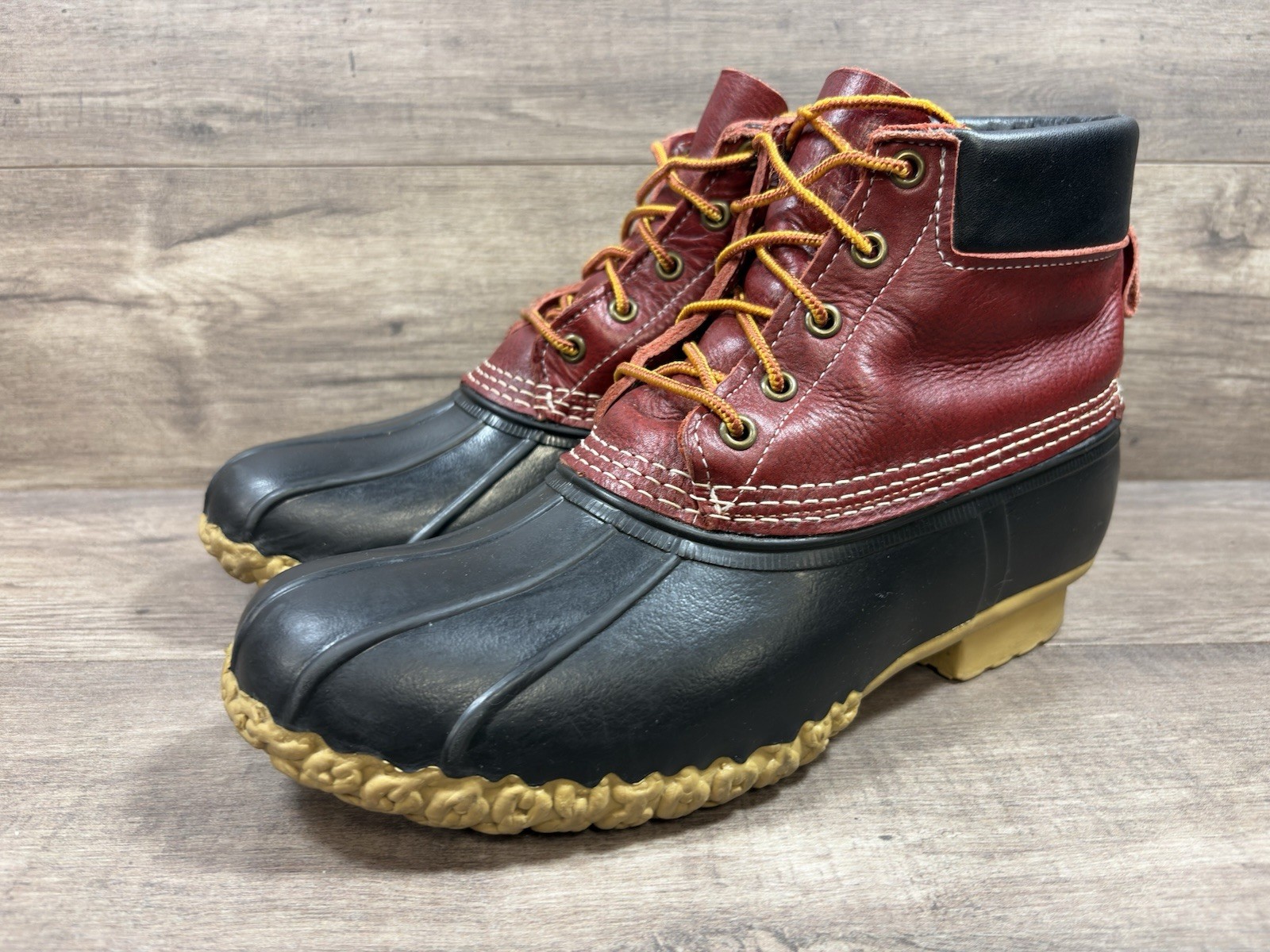 LLBean Bean Hunting Boots 10in Red Black Leather 503046 Comfort Womens Size 11