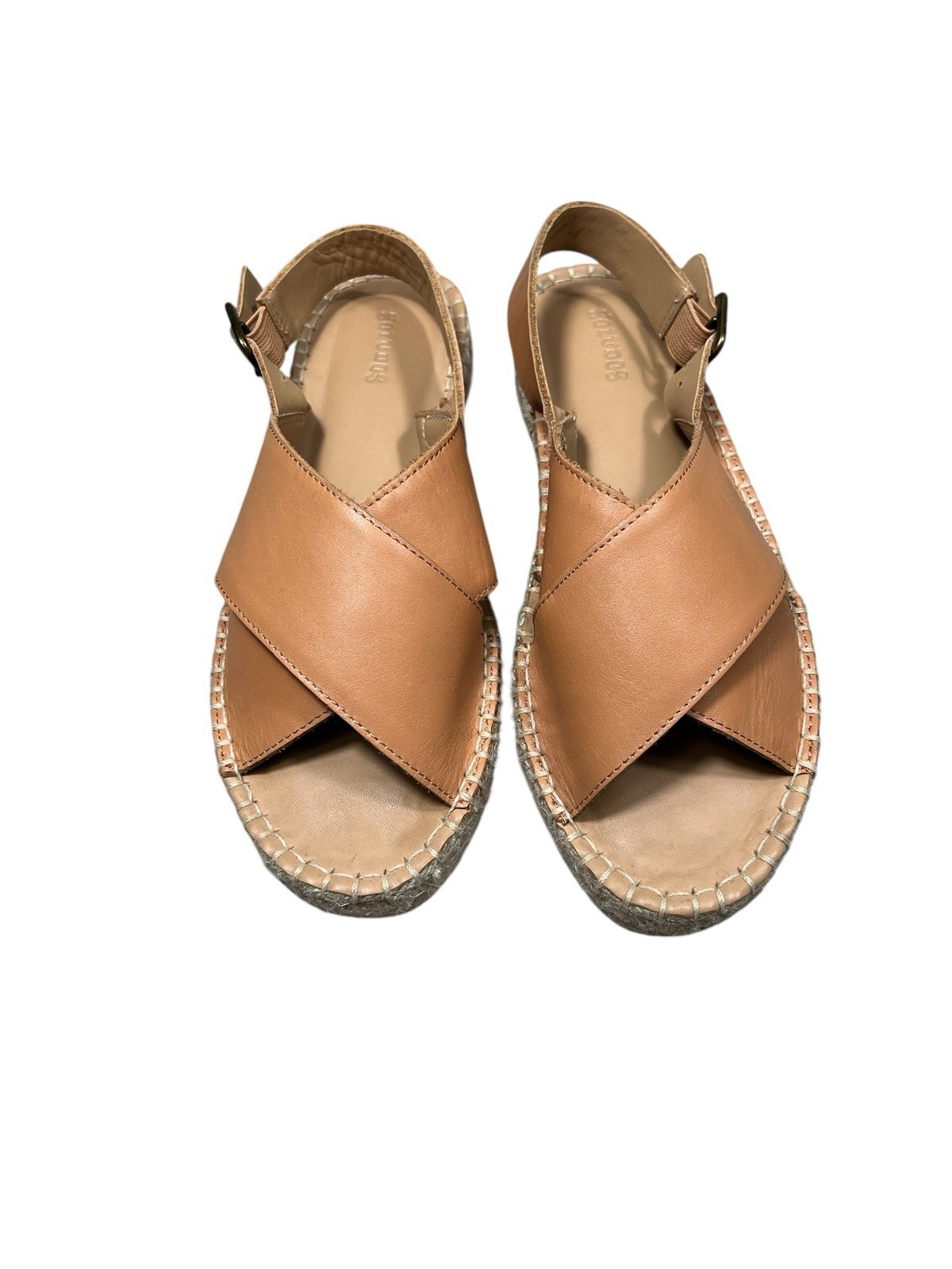 Women’s SOLUDOS ELOISE ESPADRILLE SANDAL tan/camel leather size 7 braided jute