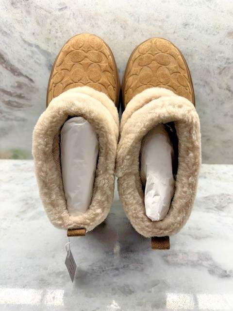 COACH Women’s Christina Signature Shearling CCO35 TOB Pull-On Booties SZ 9B NIB