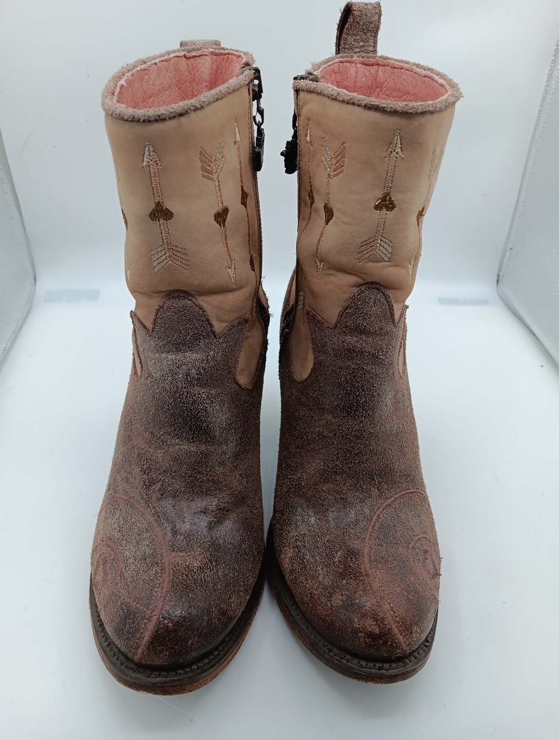 Womens Junk Gypsy By Lane Heeled Distressed Leather Boots Size 7