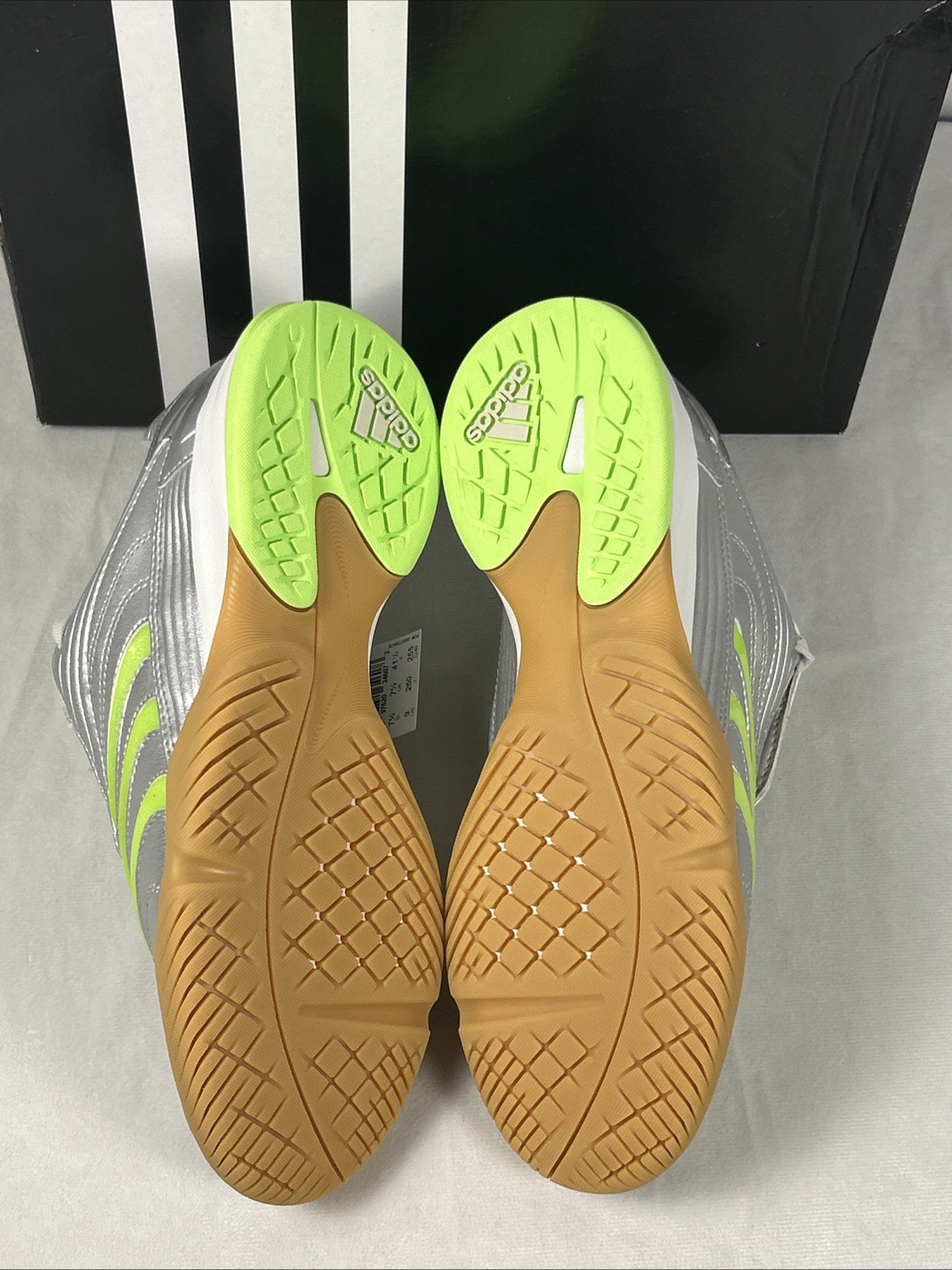 Adidas Predator Sala W Silver Signal Green Indoor Soccer Shoes JR1636 Womens 9