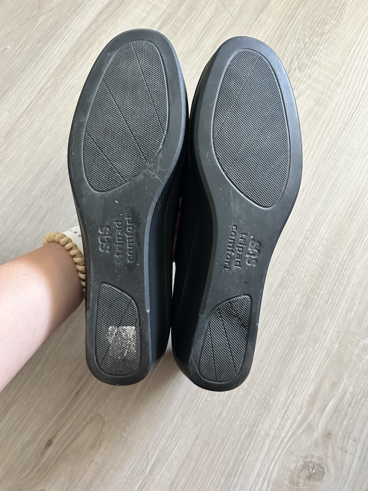 SAS Bliss Women Black Slip On Comfort Shoes Tripad Made USA Leather No Box