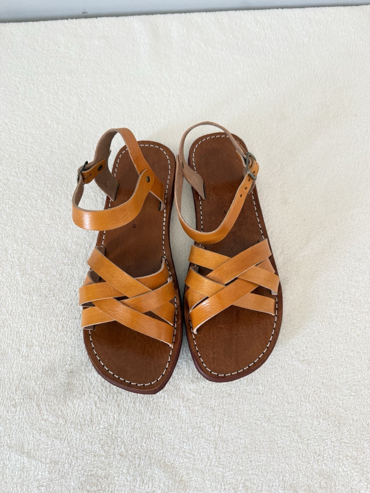Handcrafted Genuine Leather Women’s Sandals – Four-Strap Cognac | 100% Handmade