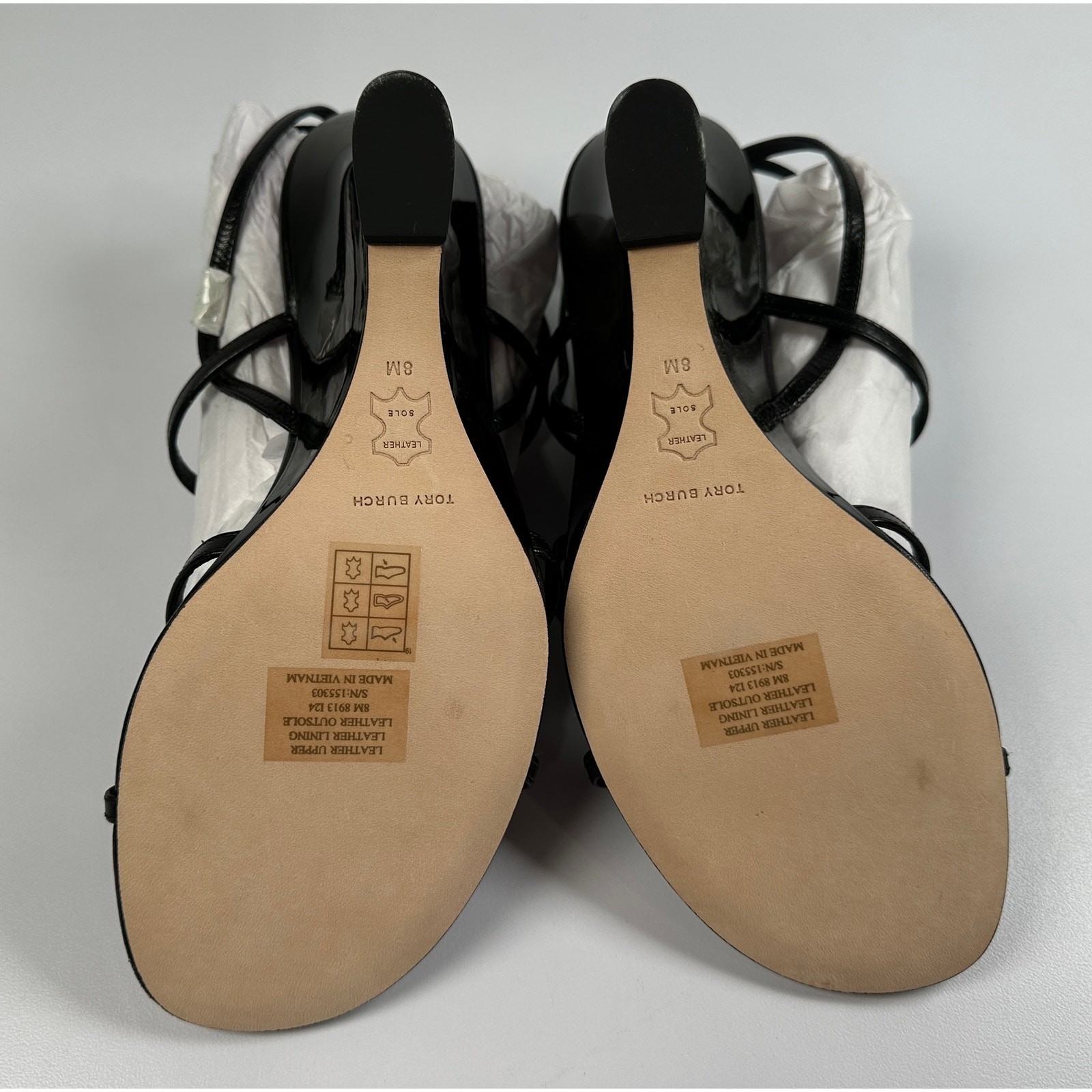 Tory Burch Capri Miller Leather Wedge Sandals Black Size 8 NIB #06S