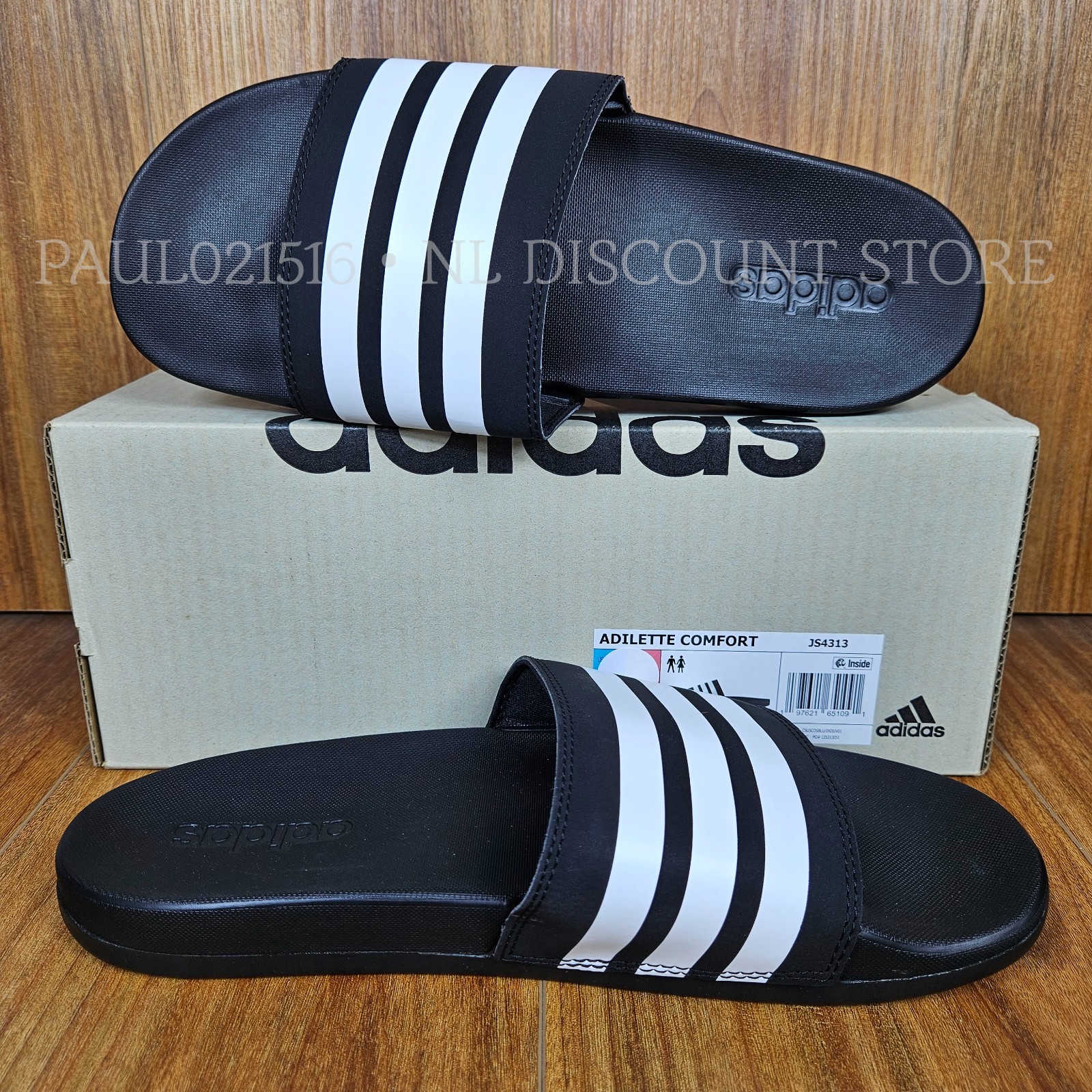 ADIDAS Unisex Men’s Women’s Slides Sandals Slide Slip-On ~ Black/White