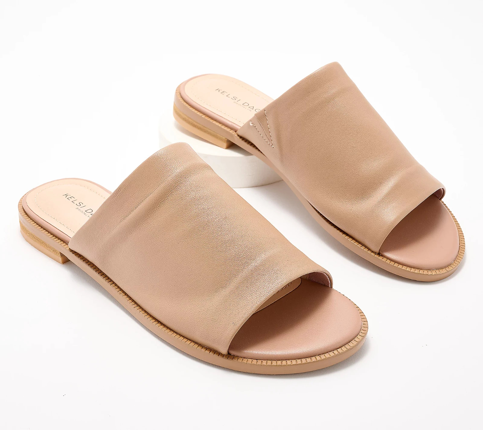 Kelsi Dagger Leather Slide Sandals – Ruthie-Nude-8M A642826 NEW