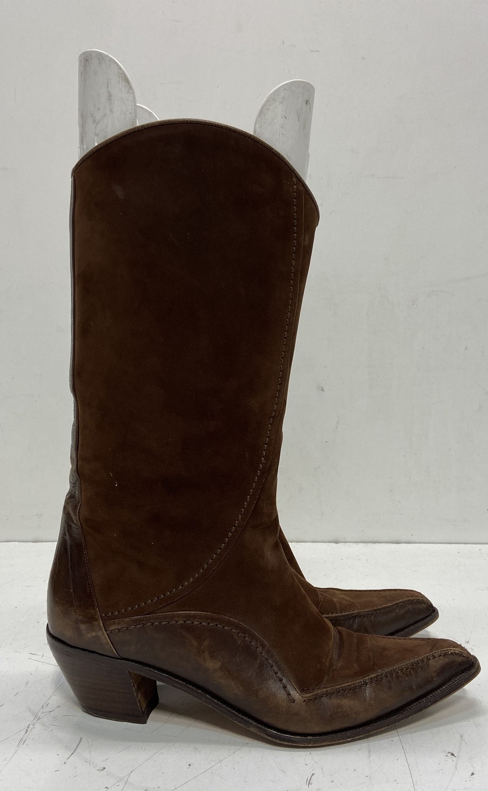 Via Spiga Brown Suede Leather Pointed Toe Knee High Boots Size 7.5