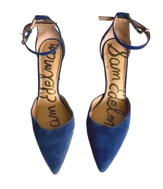 Sam Edelman Harlow Blue Suede D’Orsay Pumps Size 10