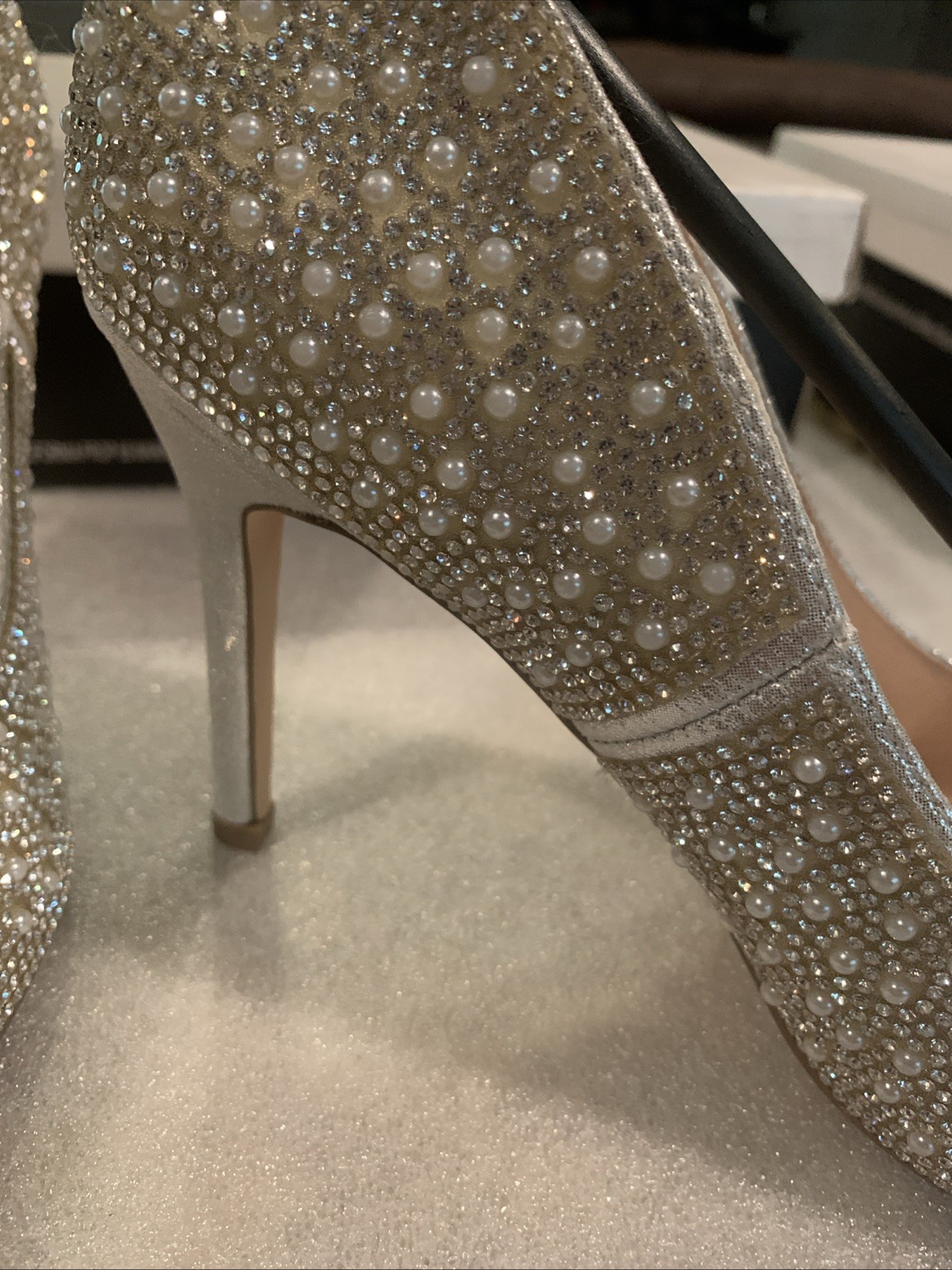 De Blossom Collection Women’s Bridal Or Pageant Silver Rhinestones Heels Size 10