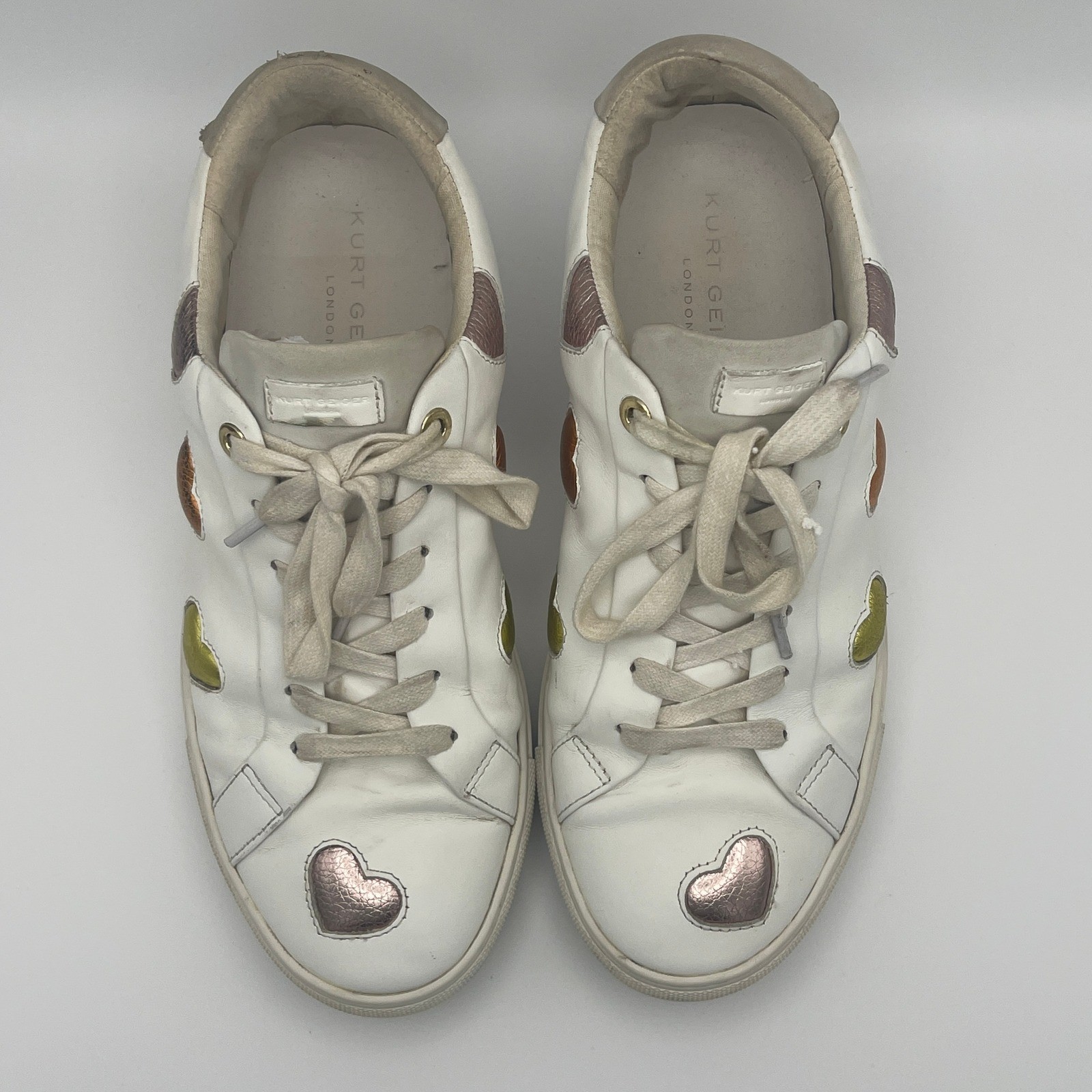 Kurt Geiger London Lane Euro 42 Love White Multicolor Puffy Hearts Sneakers