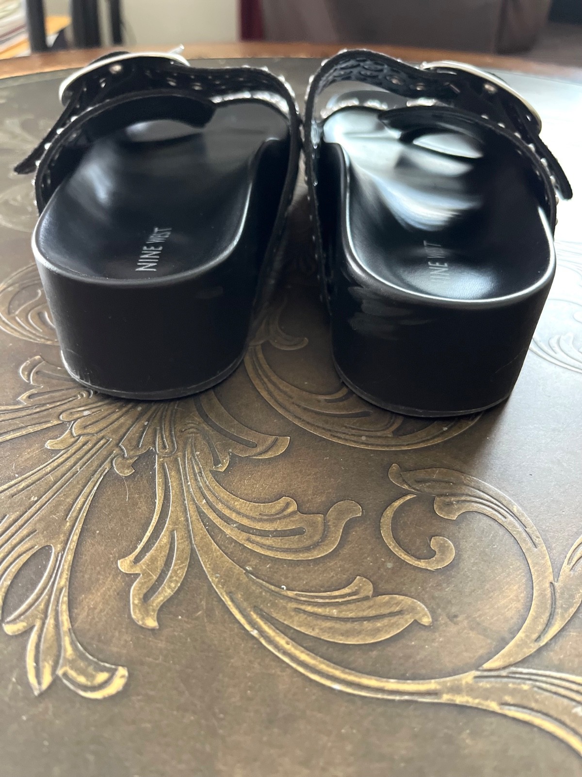 Nine West Women’s Flinne Sandals Black Size 6M Adjustable Summer Slides