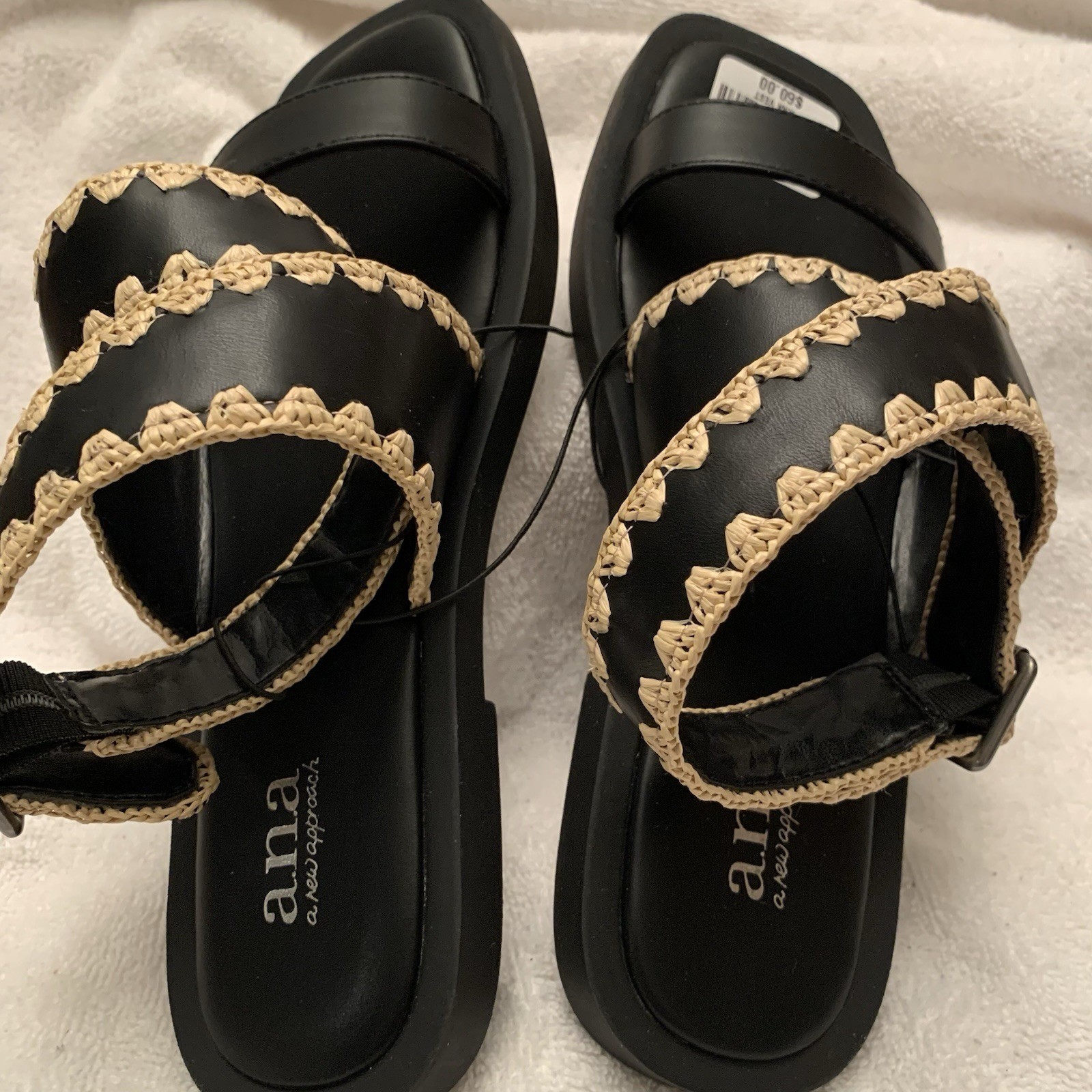 a.n.a. black and tan sandal 7M brand new