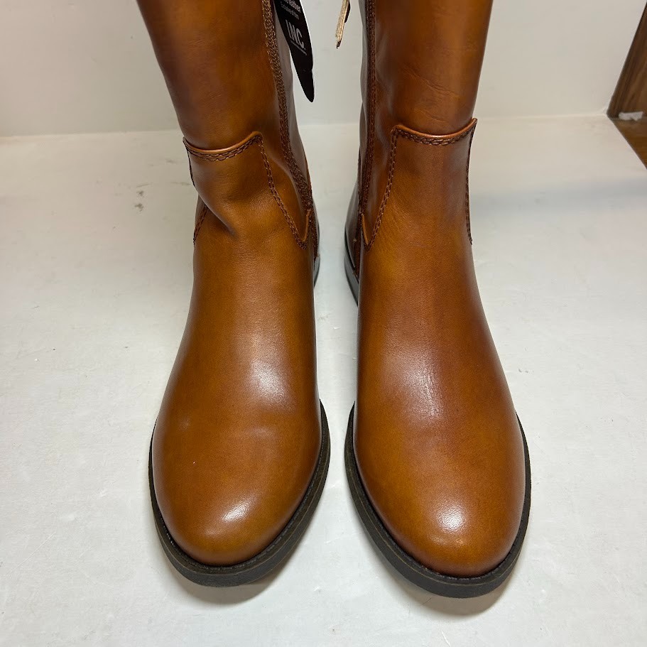 INC Womens 9.5 M WC Cognac Brown Fawne Zip Up Knee High Riding Boots NIB OZ1