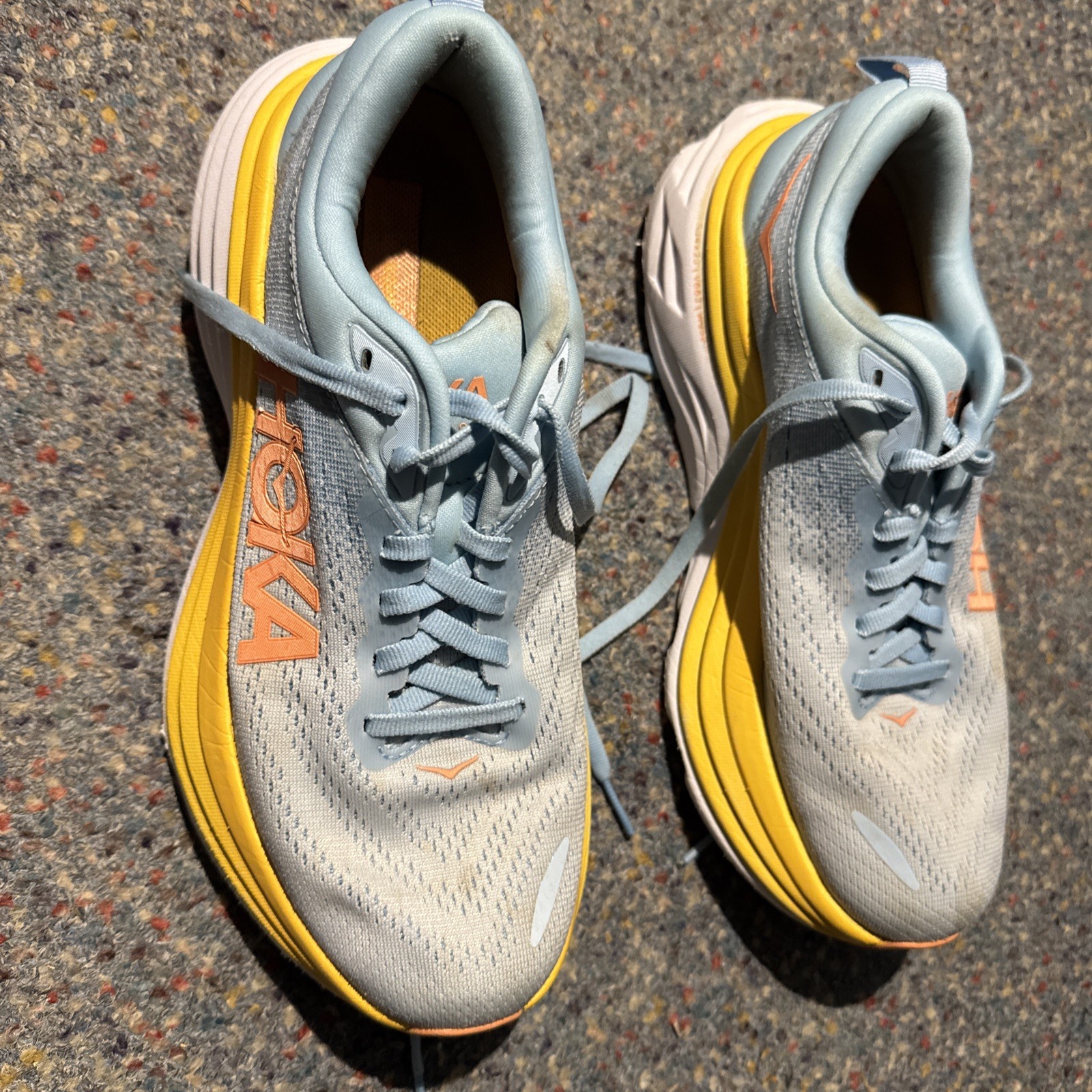 Hoka Bondi 8 Womens 6.5B Running Shoe Blue Cushion Comfort Sneaker Summer Song