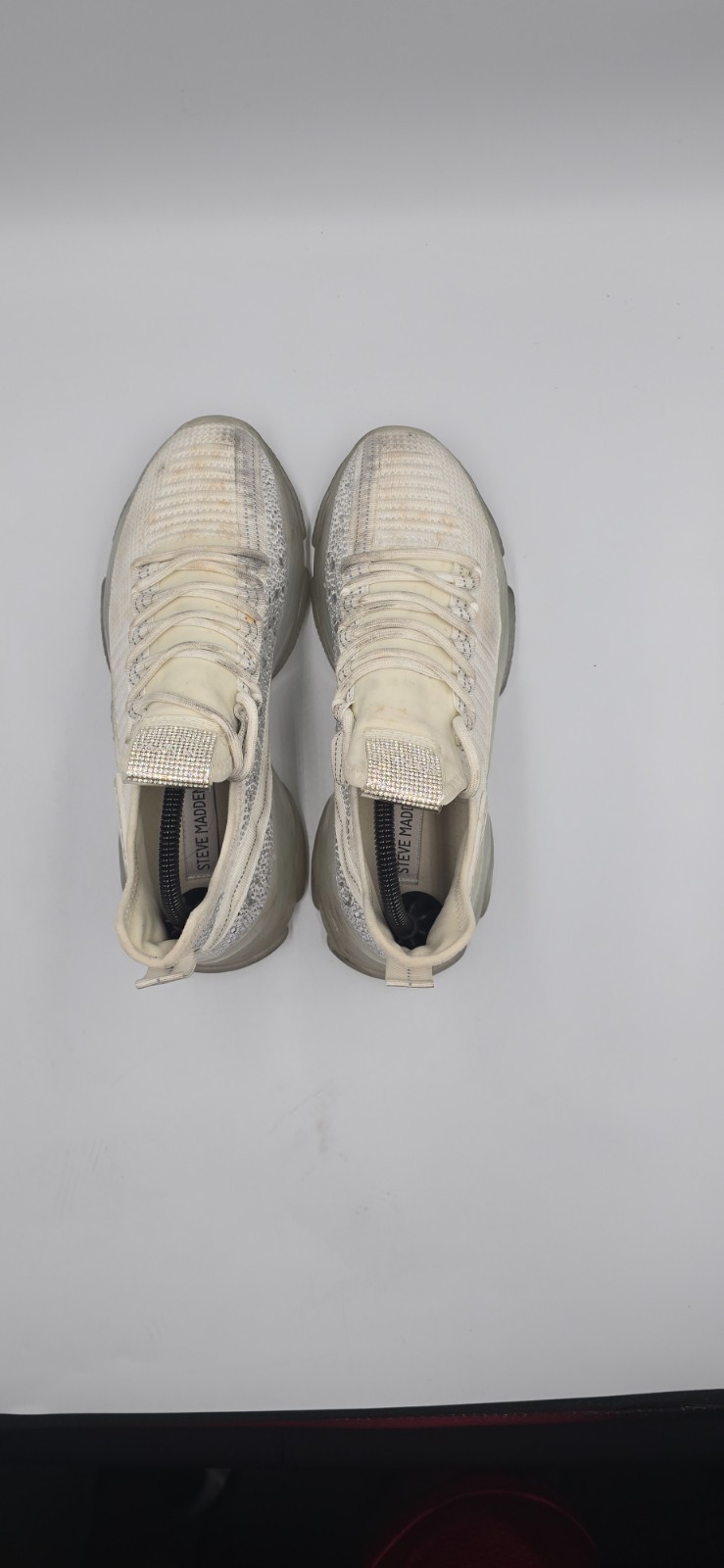 Steve Madden Maxilla SM NY90 Women’s 9.5M Shoes Rhinestone Summit White Sneakers