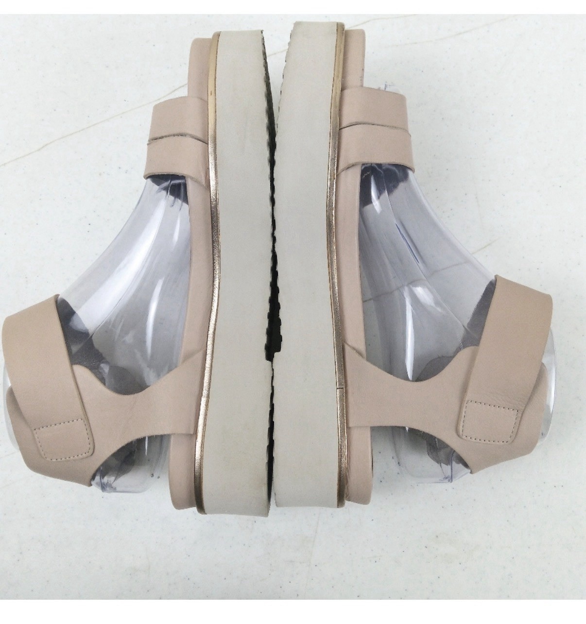 AGL Italian Beige Solid Strappy Platform Sandals