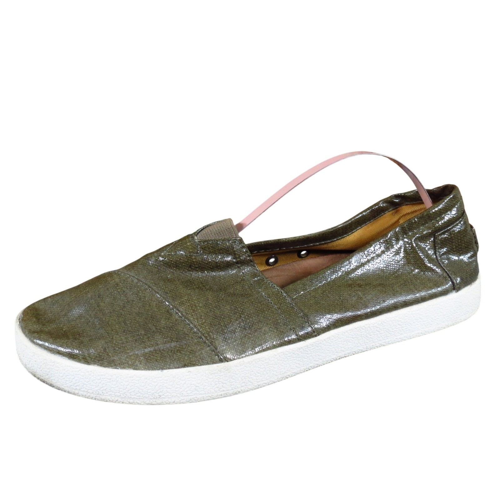 TOMS Avalon Women Casual Slip On Sneaker Size 8 Daily Wear Olive Waxed Canvas