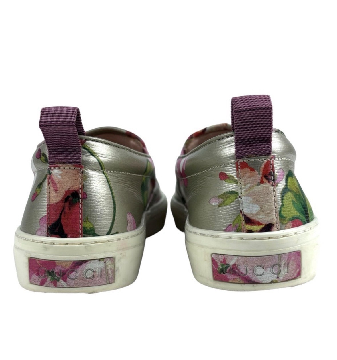 Gucci Floral Print Slip-On Flats Pink Leather Women’s Shoes size 36 US 6.5