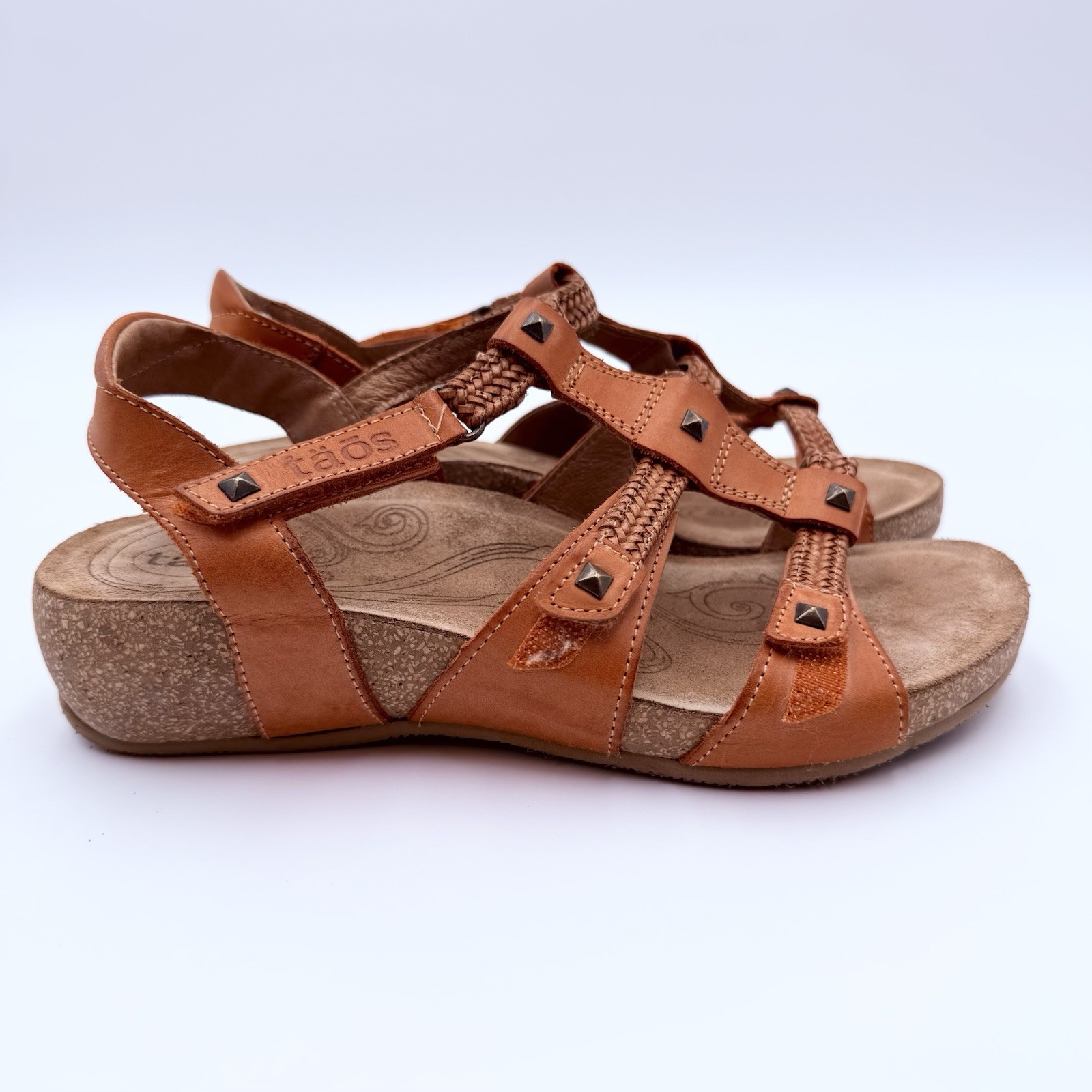Taos Eleanor Burnt Orange Sandals Women EU 36 US 5 1/2 Hook & Loop