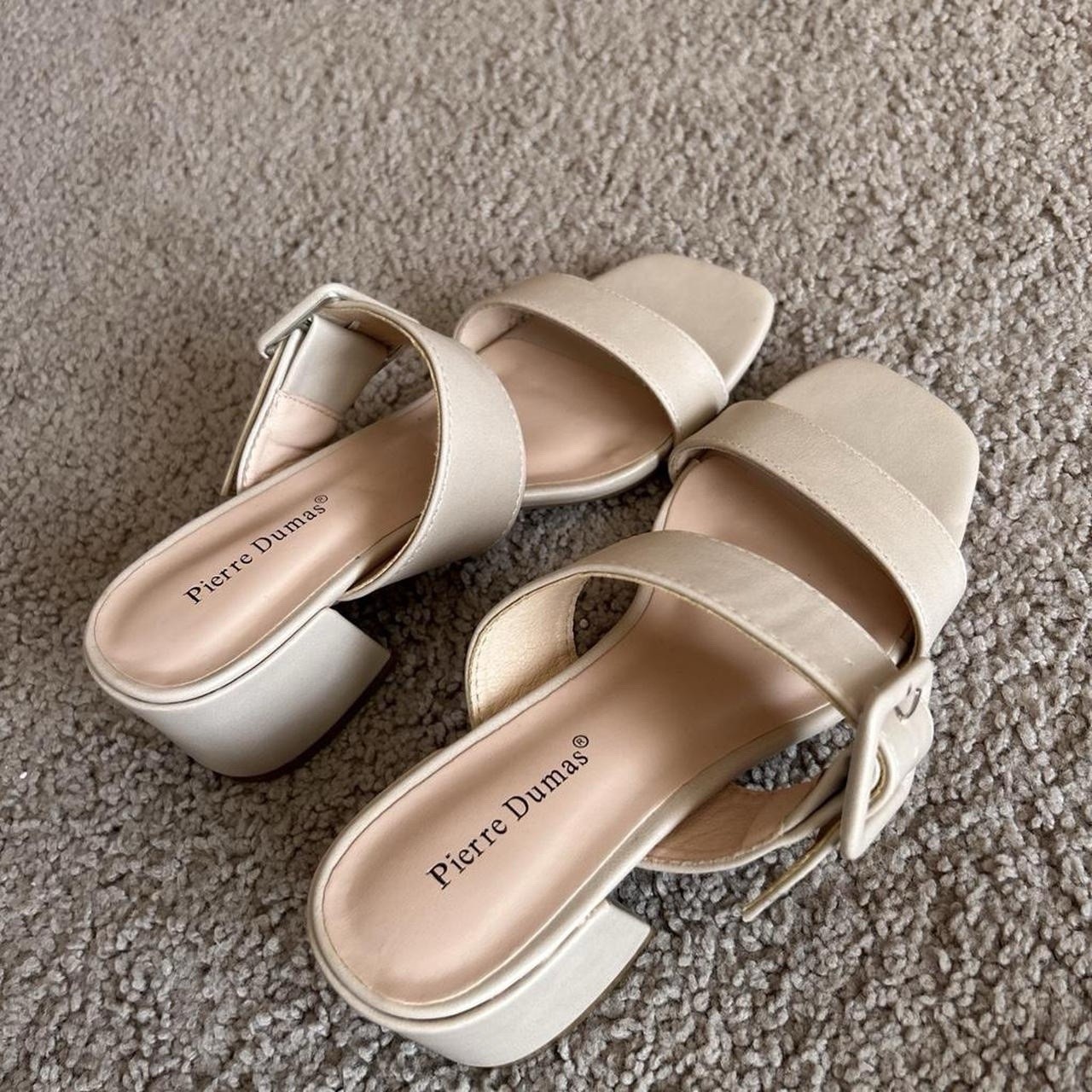 Pierre Dumas Beige Block Heel Sandals size US 7