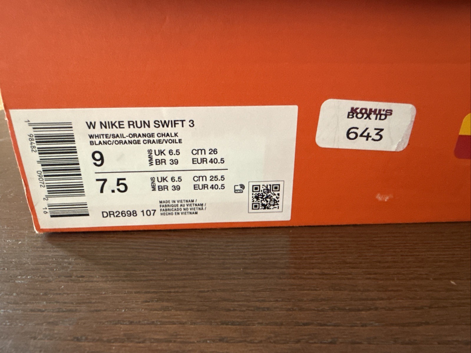 Women’s Nike Swift 3 White/Sail-Orange Chalk DR2698 107