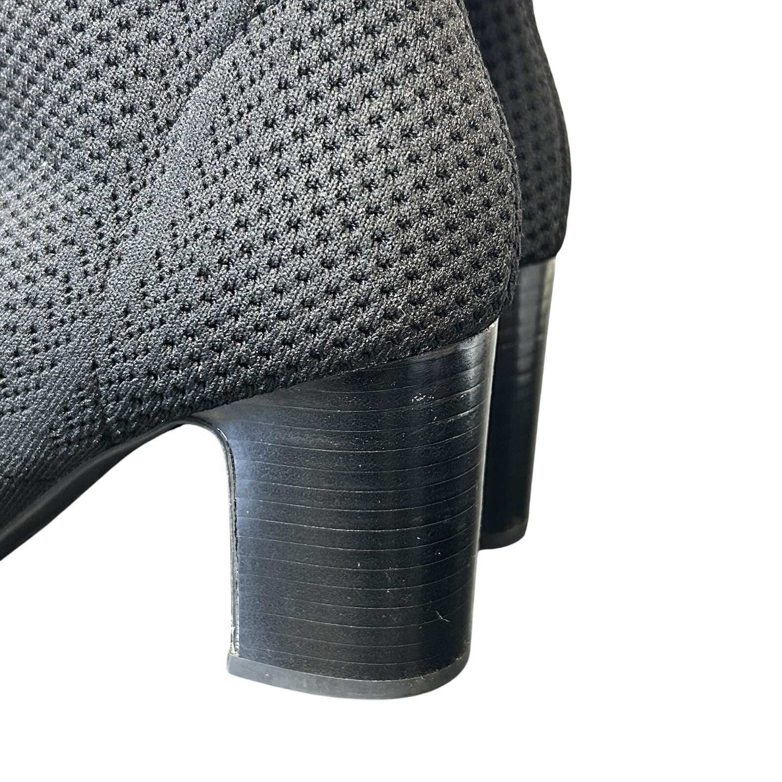 Børn Meggs Black Knit Sock Booties – Block Heel Ankle Boots – Size 7.5M Comfort