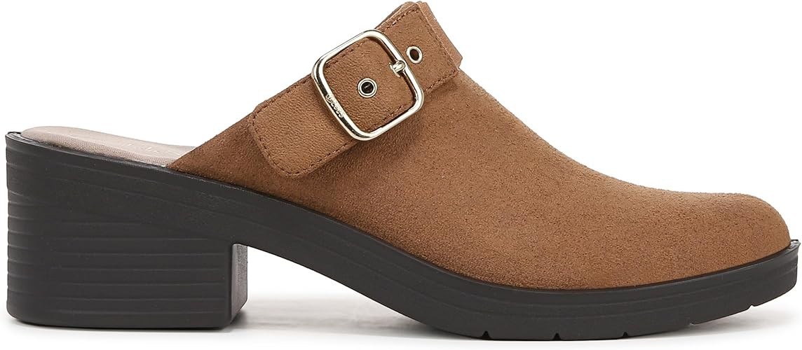 Bzees Open Book Clogs Brown Mules With Buckle Size 9W NEW