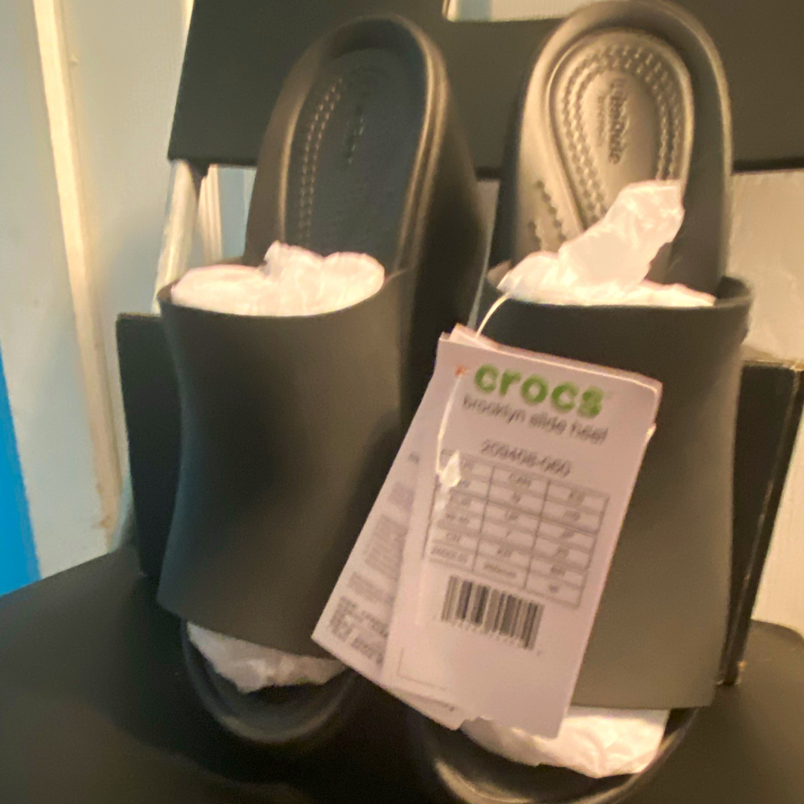 Crocs Women’s Gray Slip-On Slide Wedge Sandals Comfort Logo Solid US 8