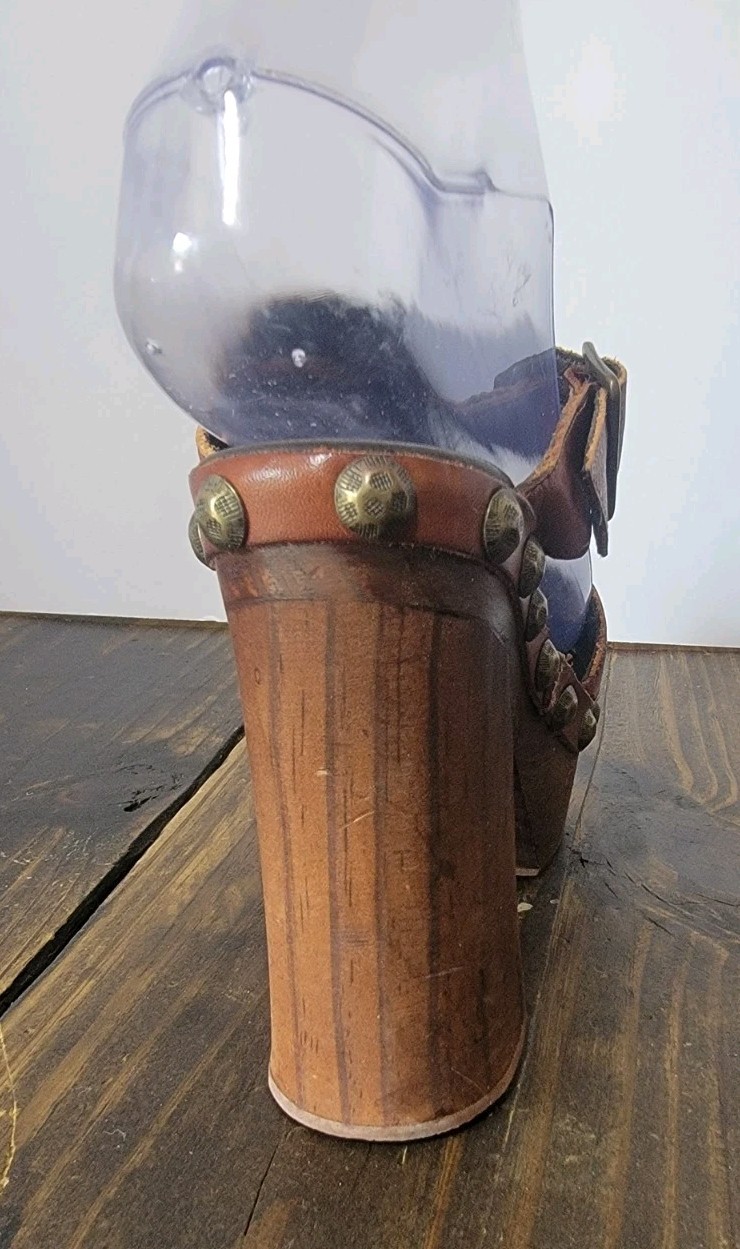 Free People Womens Boho Chunky Brown Leather Wood Clogs Size 36 Hippie Retro