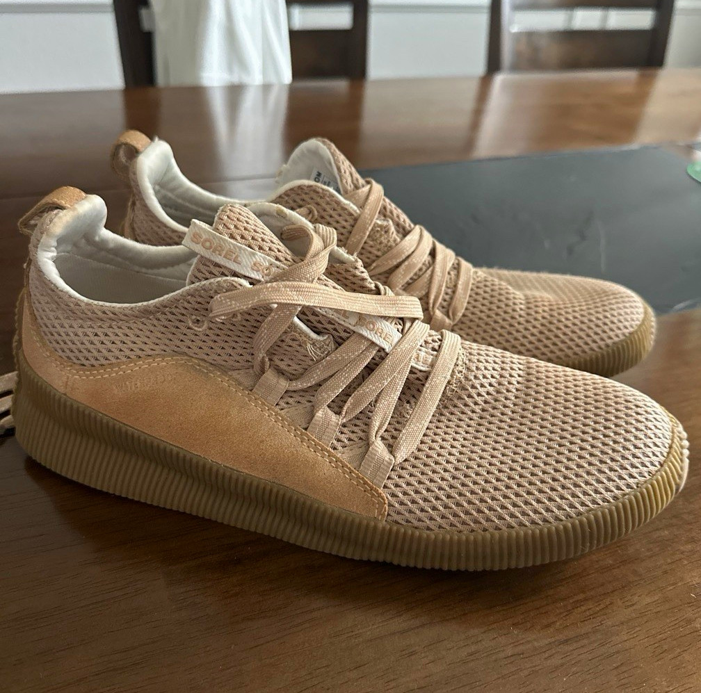 SOREL Women’s Beige Mesh Lace-Up Low Top Athletic Sneaker Logo NL3257-257